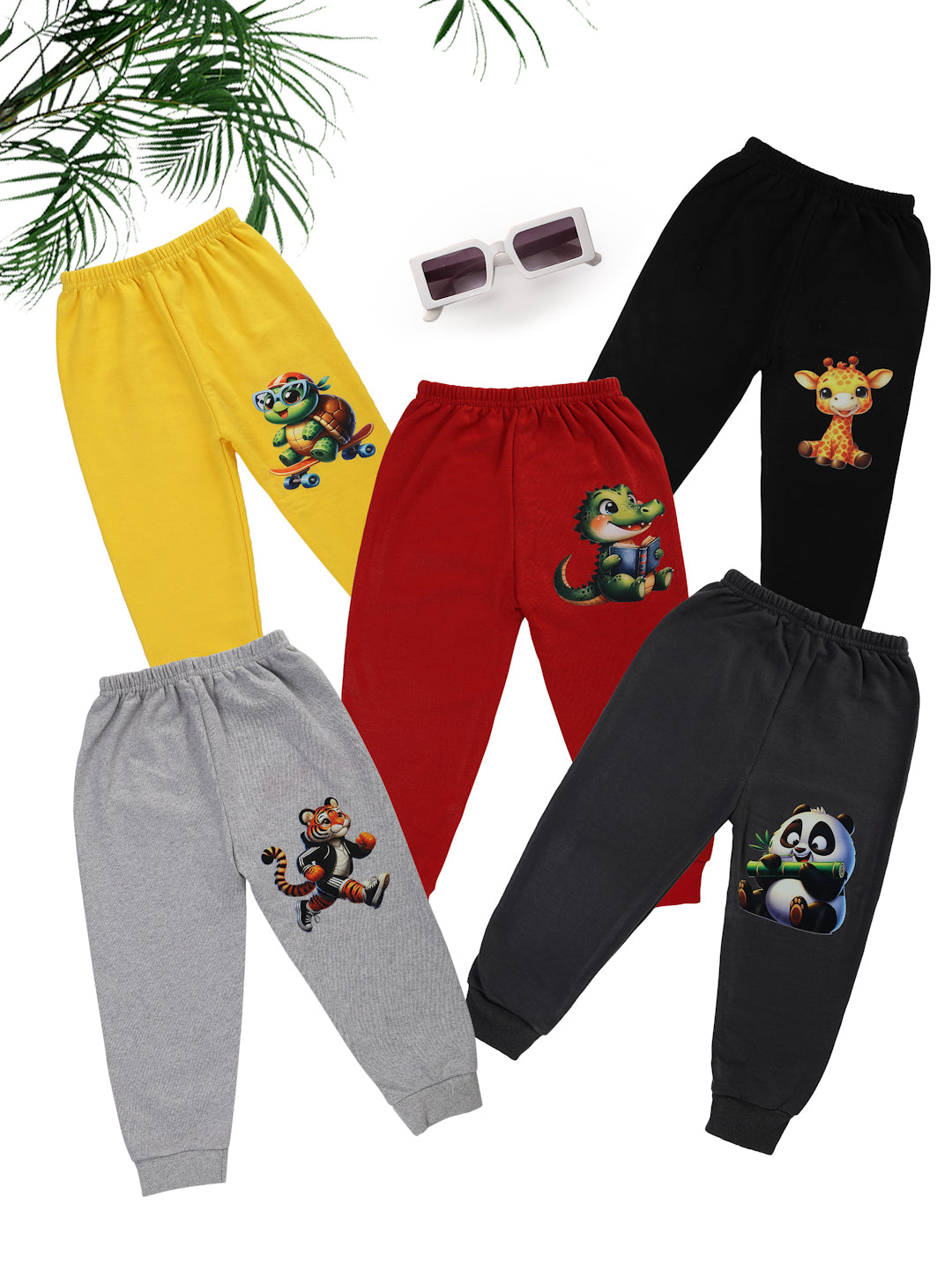 UZARUS Premium Kids Warm Fleece Pajama Pants, Winter Wear Trackpants Baby Boy and Girl Unisex (Pack of 5)