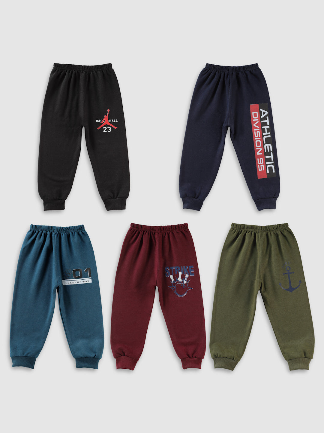 Uzarus Premium Kids Warm Fleece Pajama Pants, Winter Wear Trackpants Baby Boy and Girl Unisex (Pack of 5)