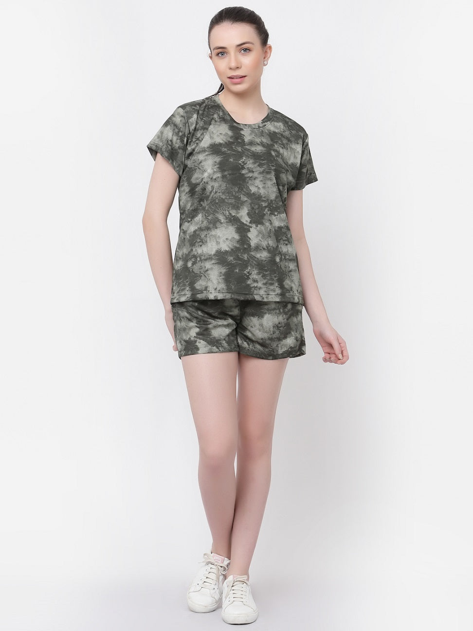 UZARUS Short Night Suit Set for Women|Animal Print Tie-Dye Night Suit Set| Half Sleeve Nights Dress| Round Neck Women Pajama Set| Printed Short Night Dress| Women's Regular Shorts Set