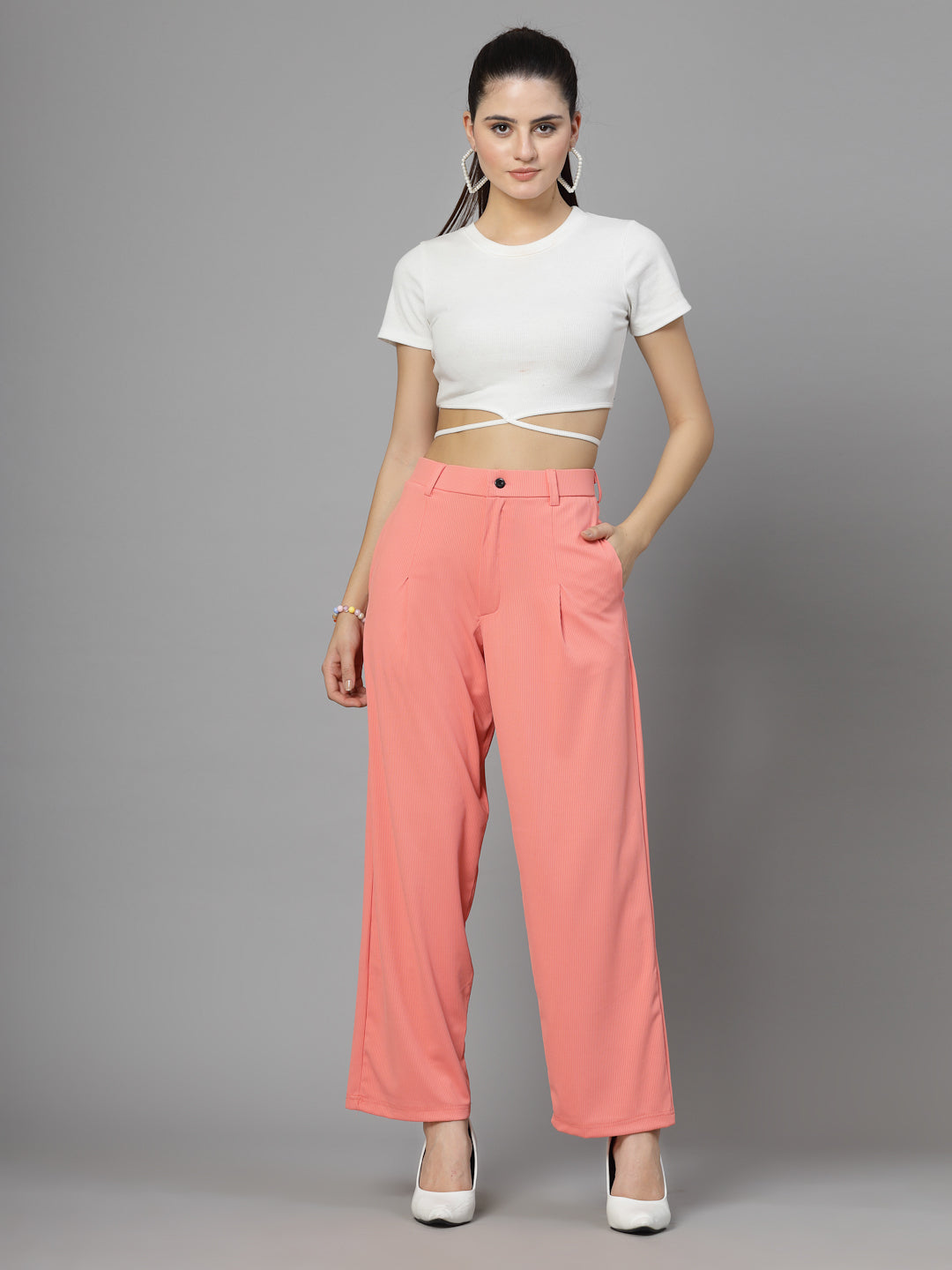 UZARUS Women's Relax Fit Trouser 2 Pockets Baggy Pants
