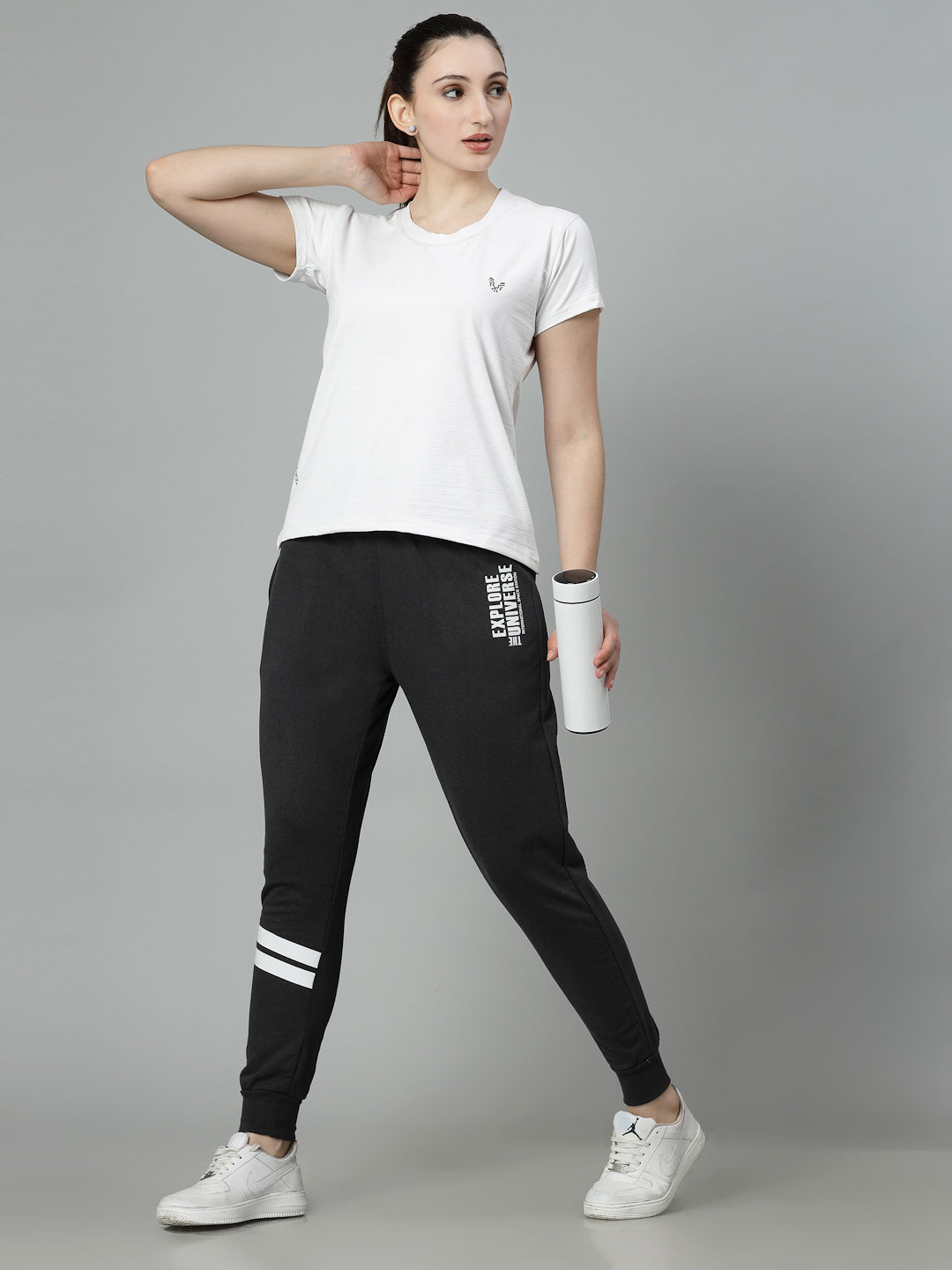 Women's Cotton Slim Fit Joggers Track Pants with 2 Zippered Pockets