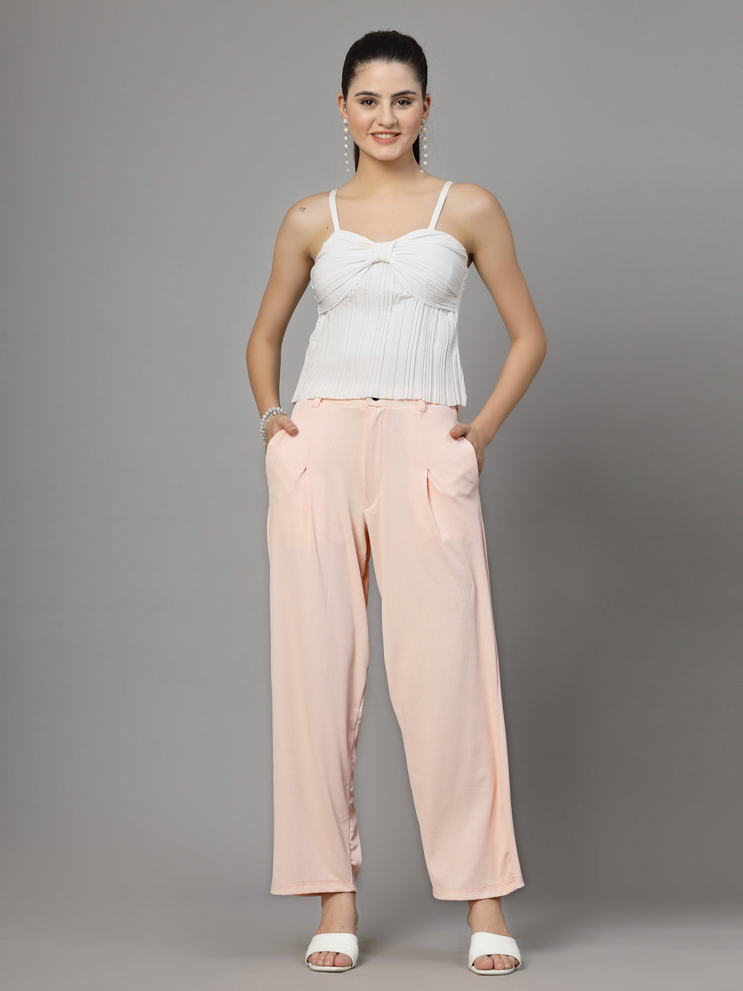 UZARUS Women's Relax Fit Trouser 2 Pockets Baggy Pants