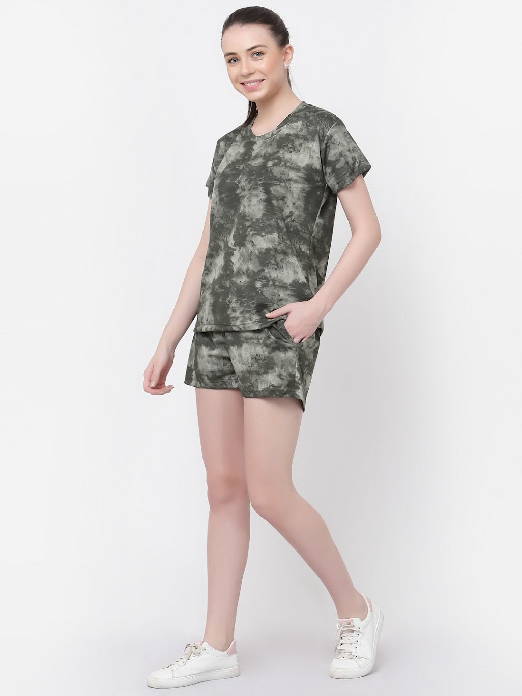 UZARUS Short Night Suit Set for Women|Animal Print Tie-Dye Night Suit Set| Half Sleeve Nights Dress| Round Neck Women Pajama Set| Printed Short Night Dress| Women's Regular Shorts Set
