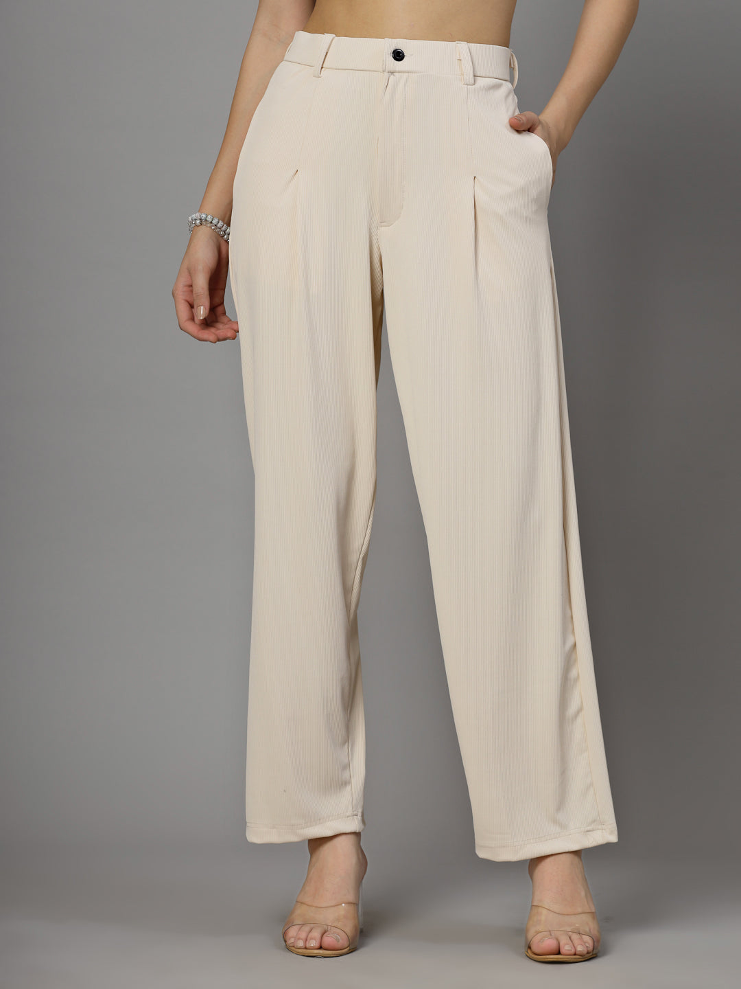 UZARUS Women's Relax Fit Trouser 2 Pockets Baggy Pants