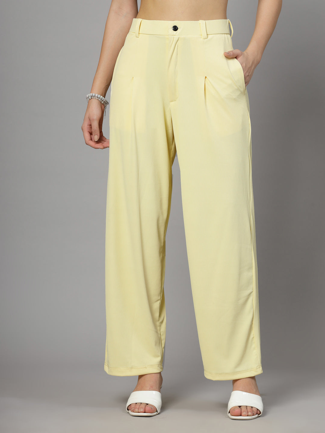 UZARUS Women's Relax Fit Trouser 2 Pockets Baggy Pants