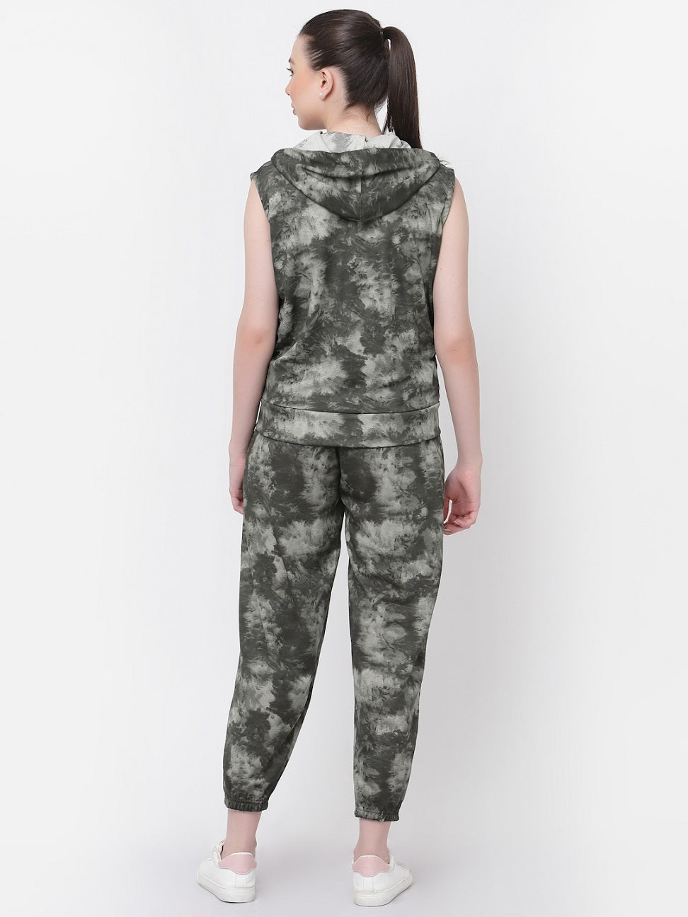 UZARUS Women's Relaxed Fit & Stretchable With Hoodie Neck Workout Jacket & Bottom Sets, Sleeveless Tracksuit Co-ord Set
