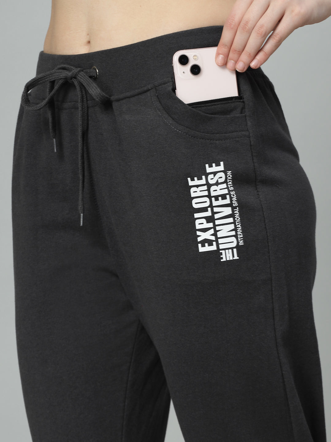 Women's Cotton Slim Fit Joggers Track Pants with 2 Zippered Pockets