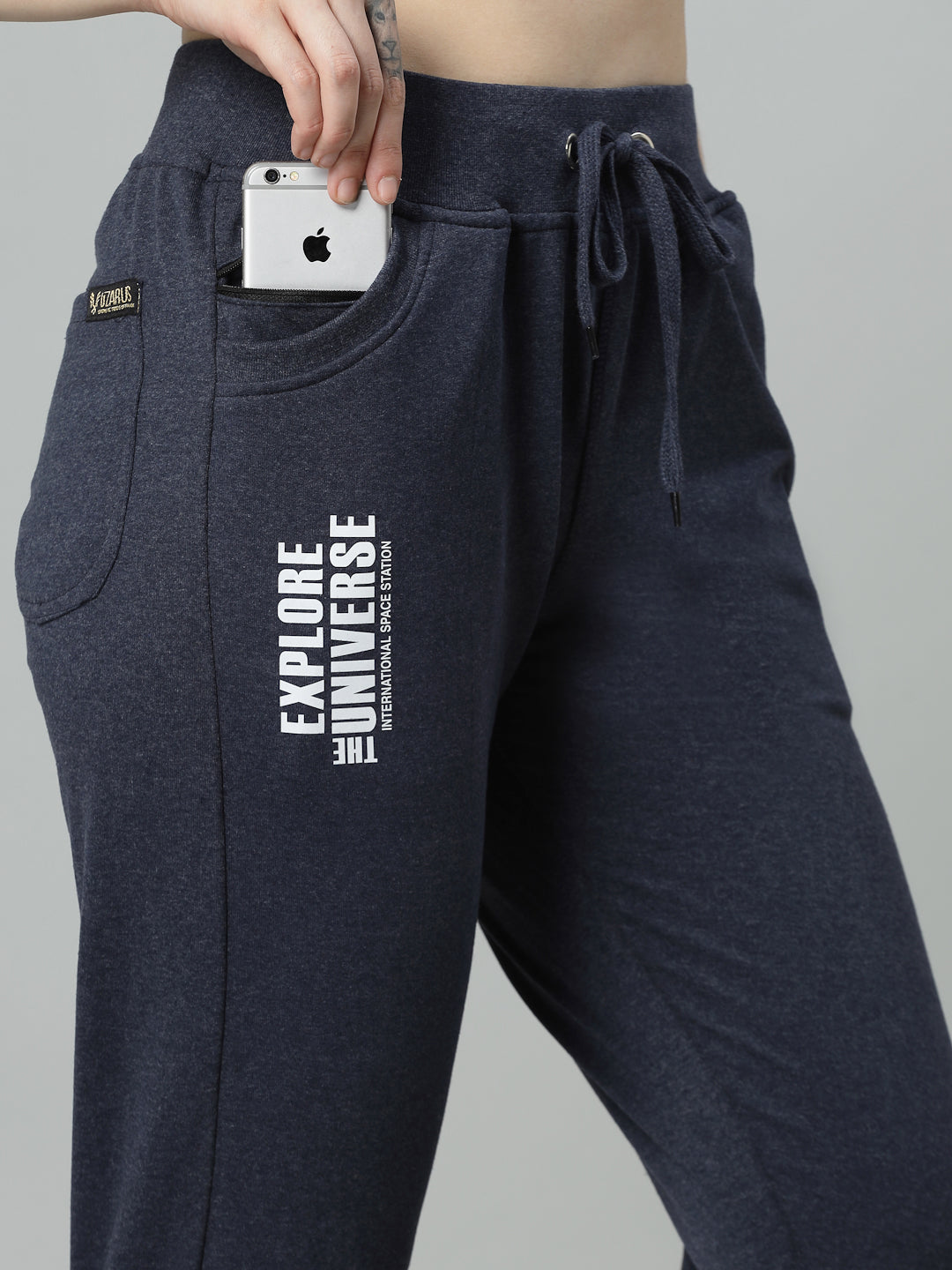 Women's Cotton Slim Fit Joggers Track Pants with 2 Zippered Pockets