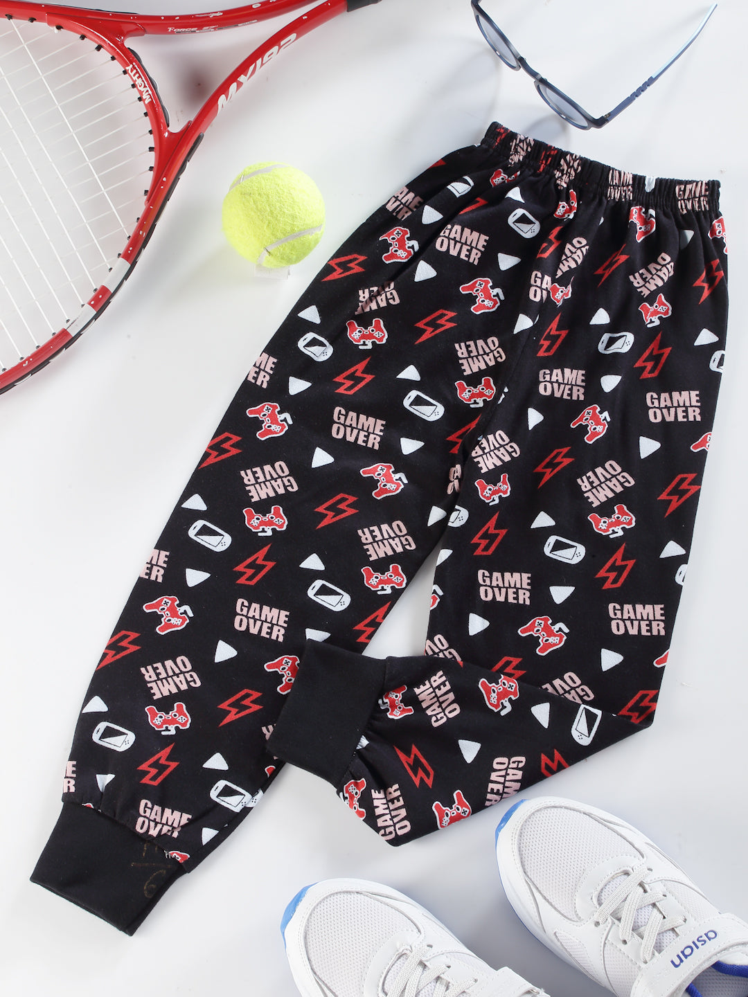 Uzarus Cotton Pajama Pants with All Over Print for Boys and Girls (Bright Colors)(Regular Fit)(Pack of 5)