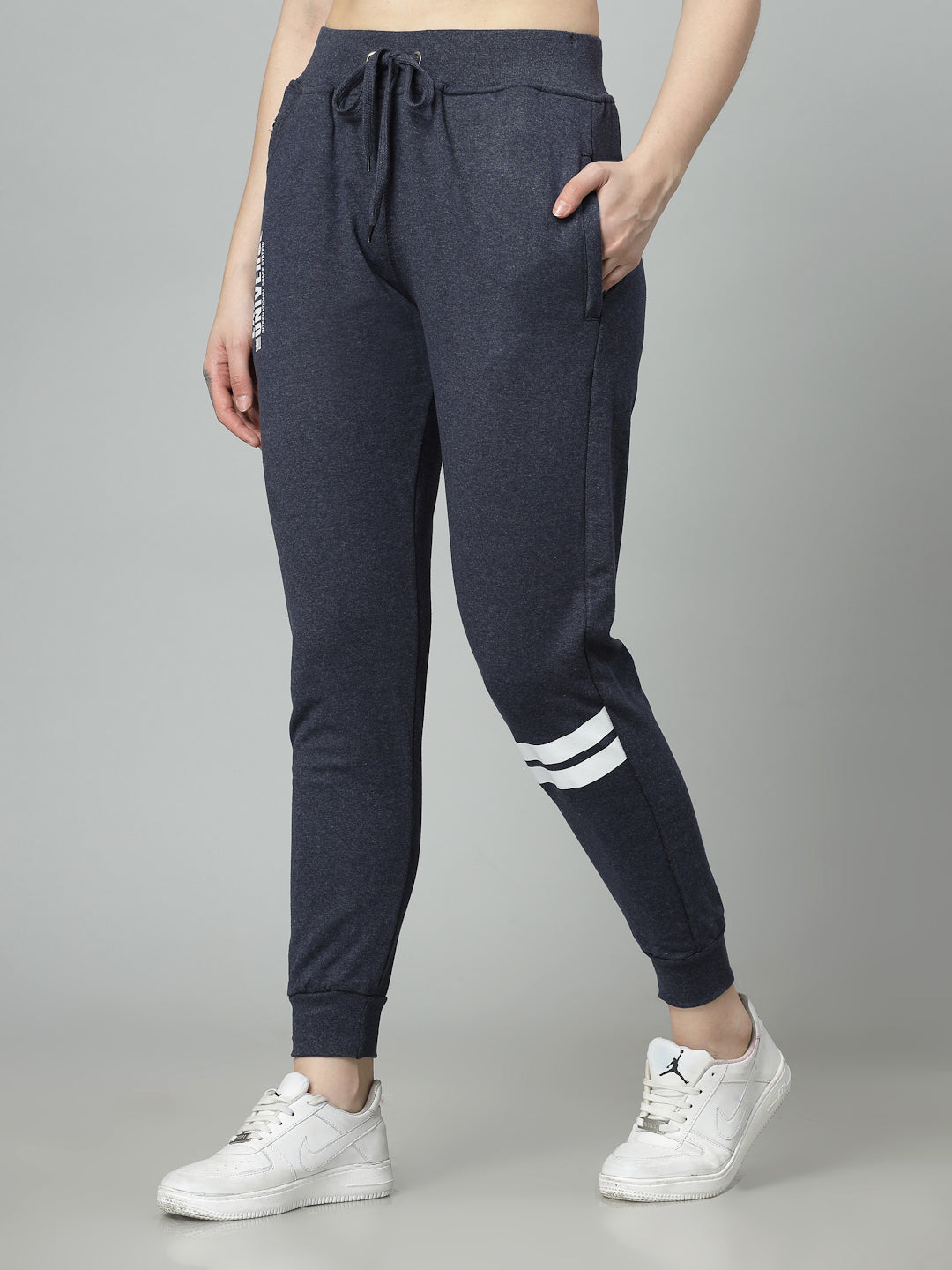 Women's Cotton Slim Fit Joggers Track Pants with 2 Zippered Pockets