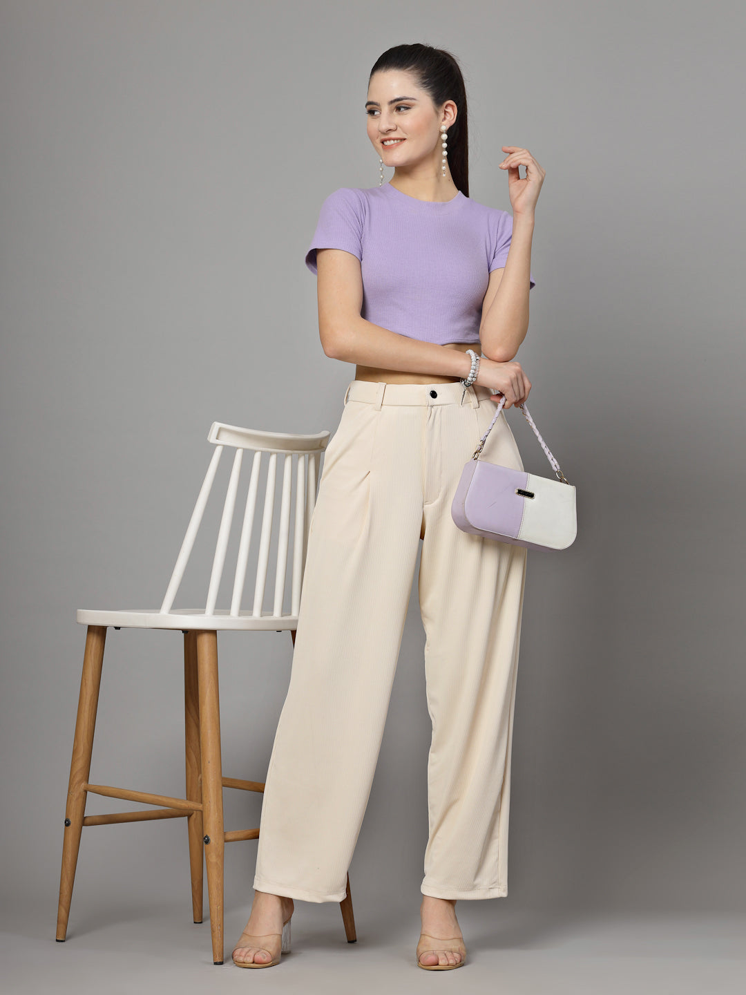 UZARUS Women's Relax Fit Trouser 2 Pockets Baggy Pants