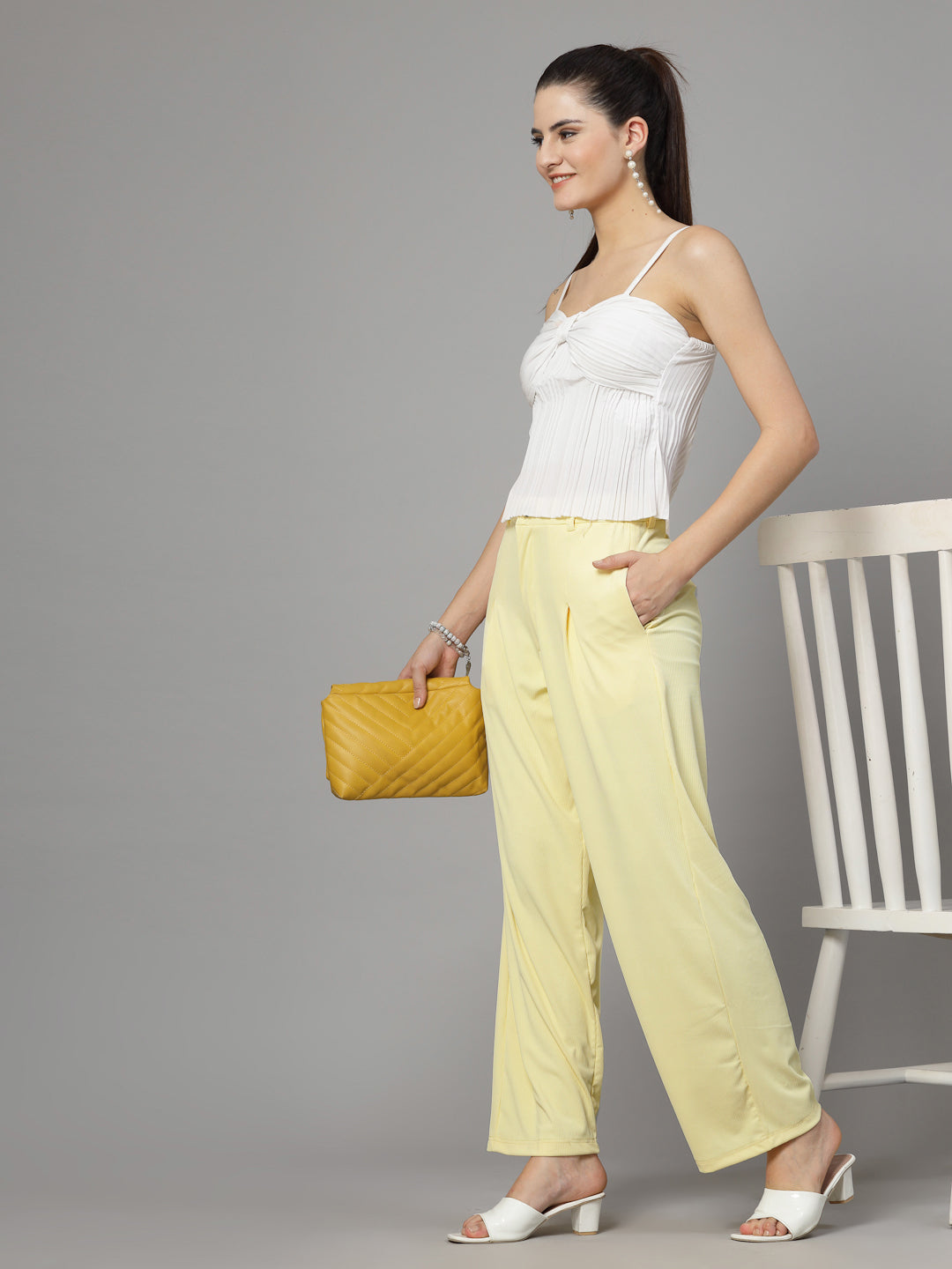 UZARUS Women's Relax Fit Trouser 2 Pockets Baggy Pants