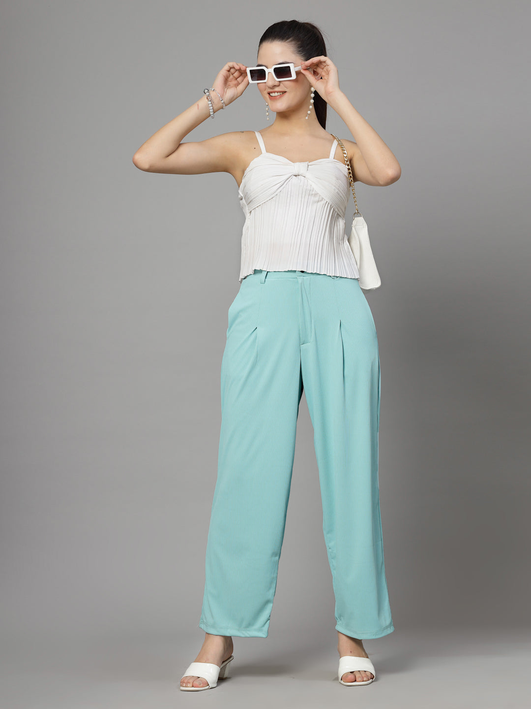 UZARUS Women's Relax Fit Trouser 2 Pockets Baggy Pants