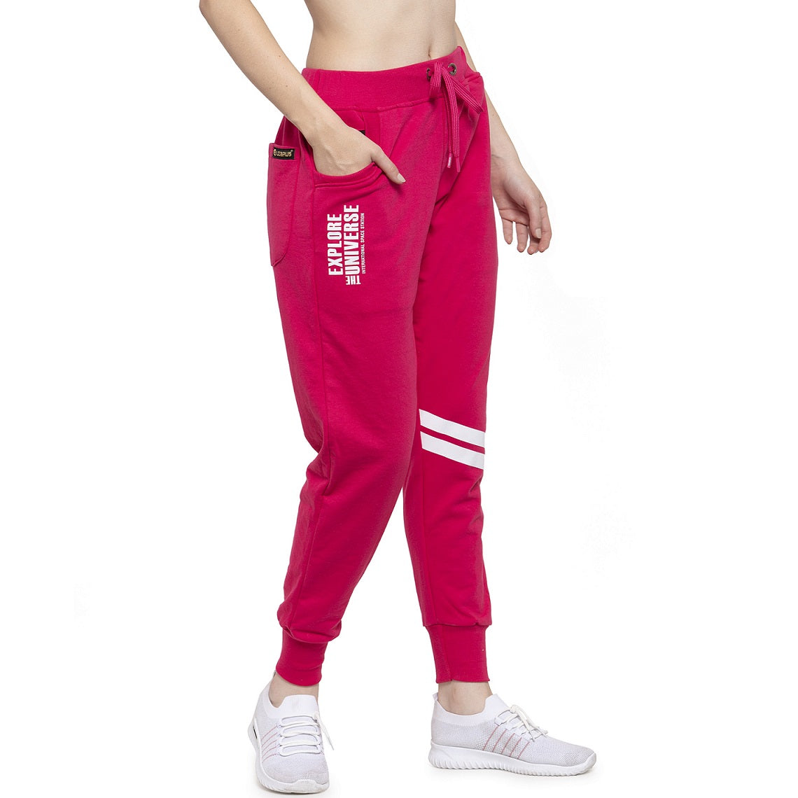 Women's Cotton Slim Fit Joggers Track Pants with 2 Zippered Pockets