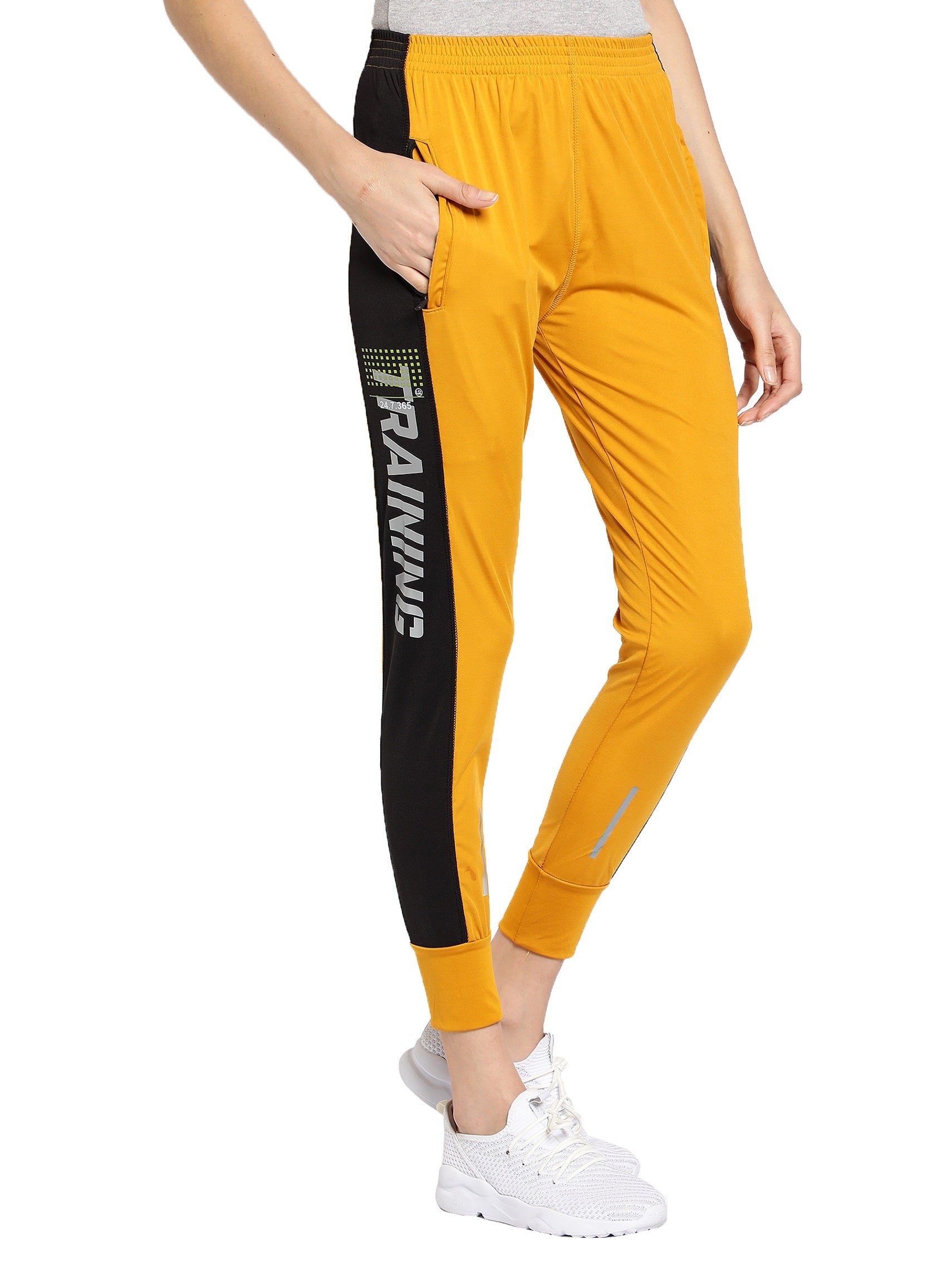 Women's Stretchable Lycra Joggers Track Pants with 2 Zippered Pockets