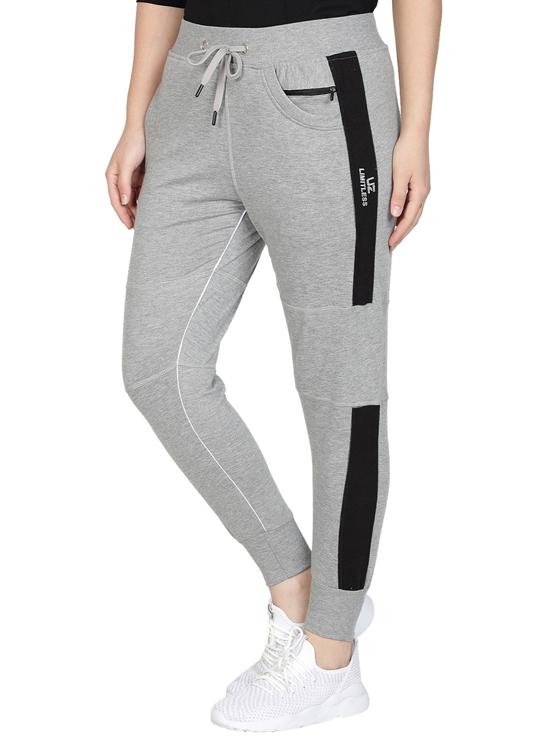 Women's Cotton Slim Fit Joggers Track Pants with 2 Zippered Pockets