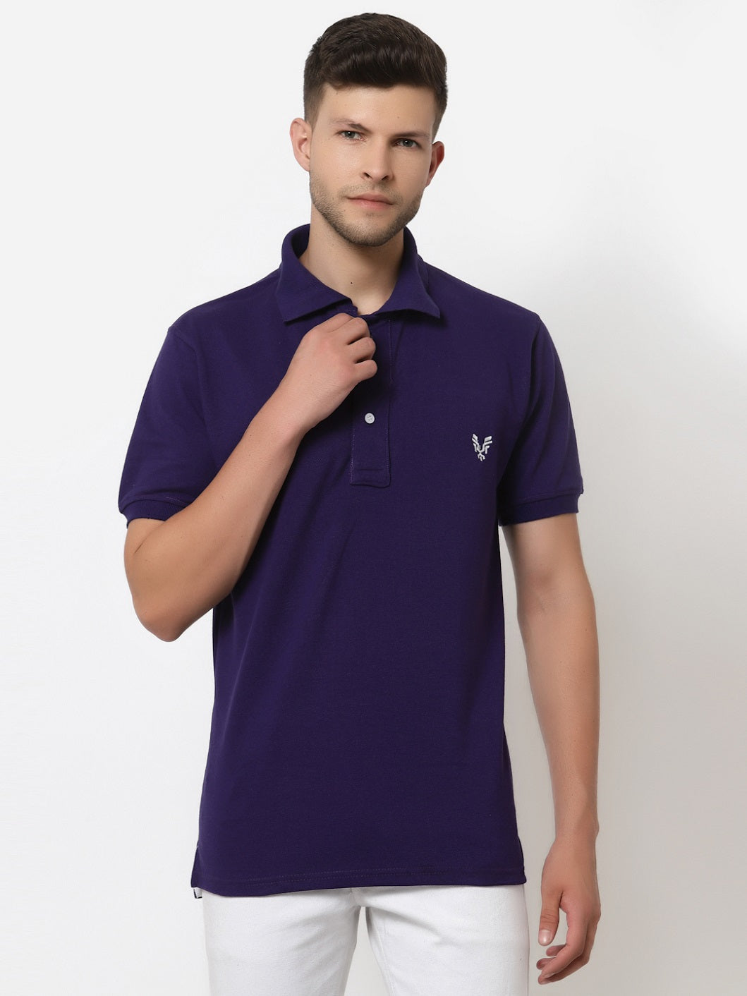 Men's Solid Cotton Regular Fit Polo T-Shirt