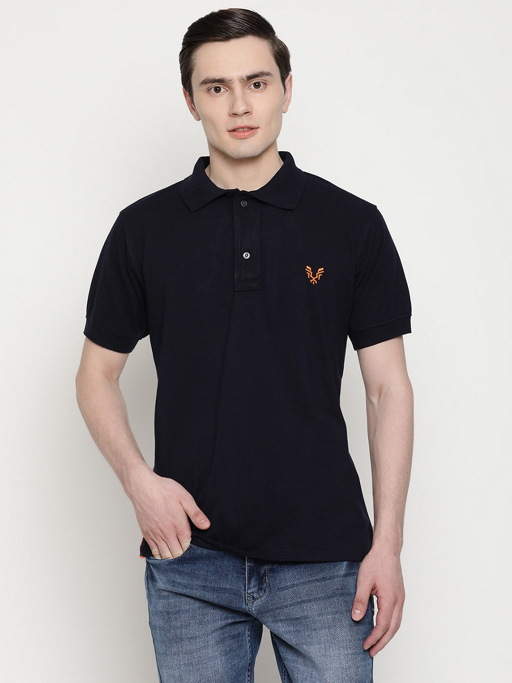 Men's Solid Cotton Regular Fit Polo T-Shirt