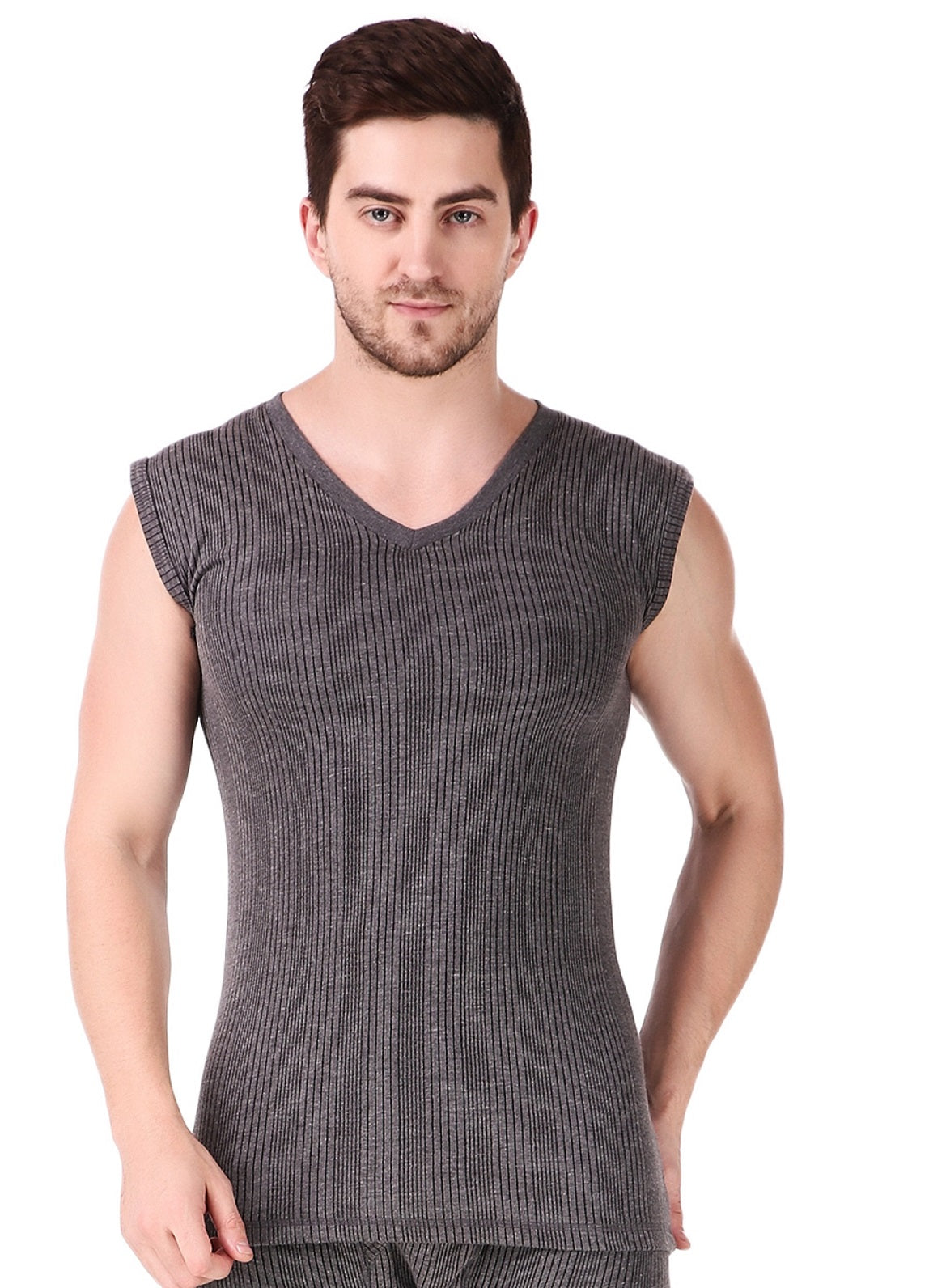 MEN'S SLEEVELESS COTTON V-NECK THERMAL TOP