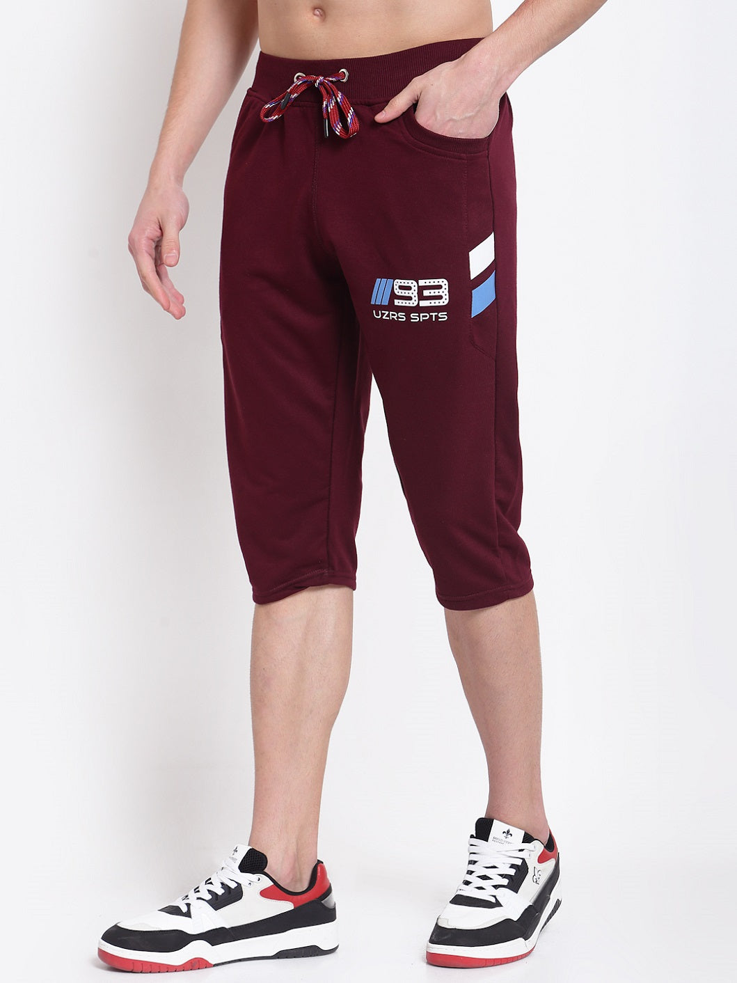 UZARUS Men's Cotton Three Fourth Capri Shorts With Two Zippered Pockets