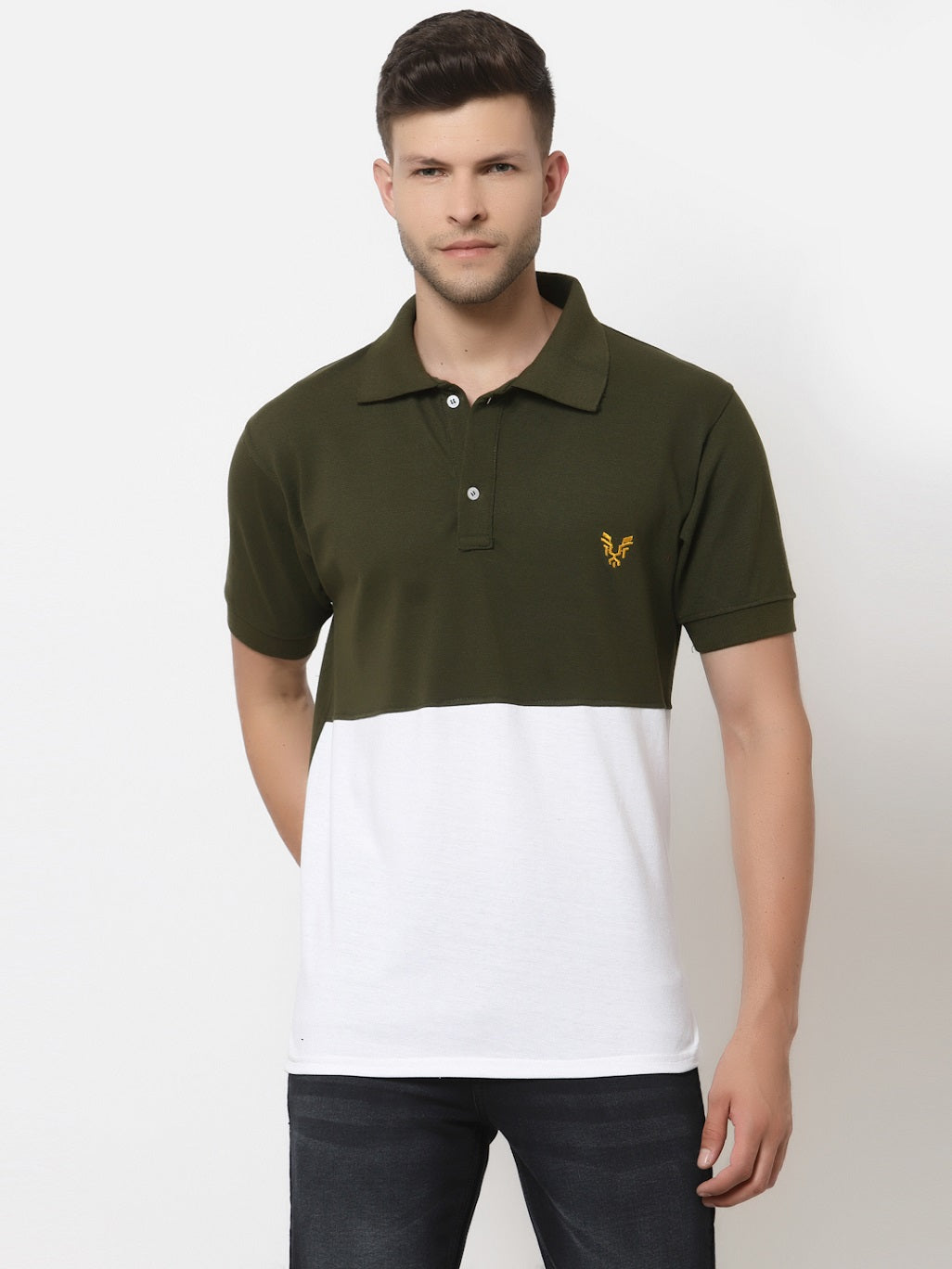 Men's Solid Cotton Regular Fit Polo T-Shirt