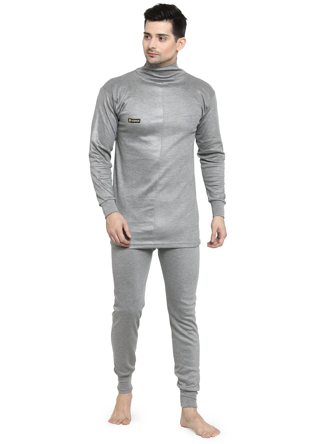 MEN'S SOLID HIGH NECK THERMAL WEAR TOP AND BOTTOM SET