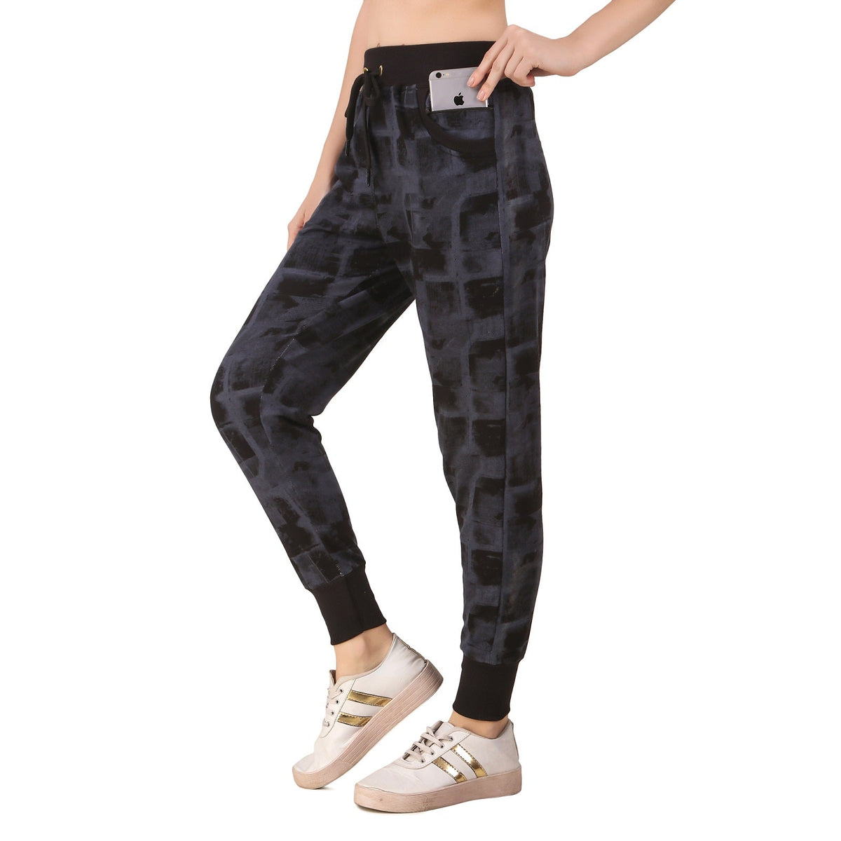 Women's Cotton Slim Fit Joggers Track Pants with 2 Zippered Pockets