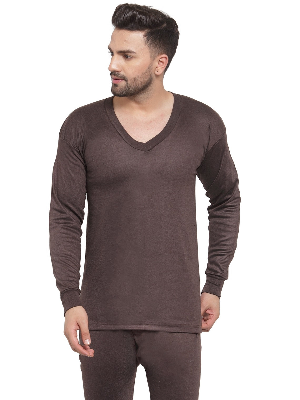 MEN'S SOLID V-NECK THERMAL TOP