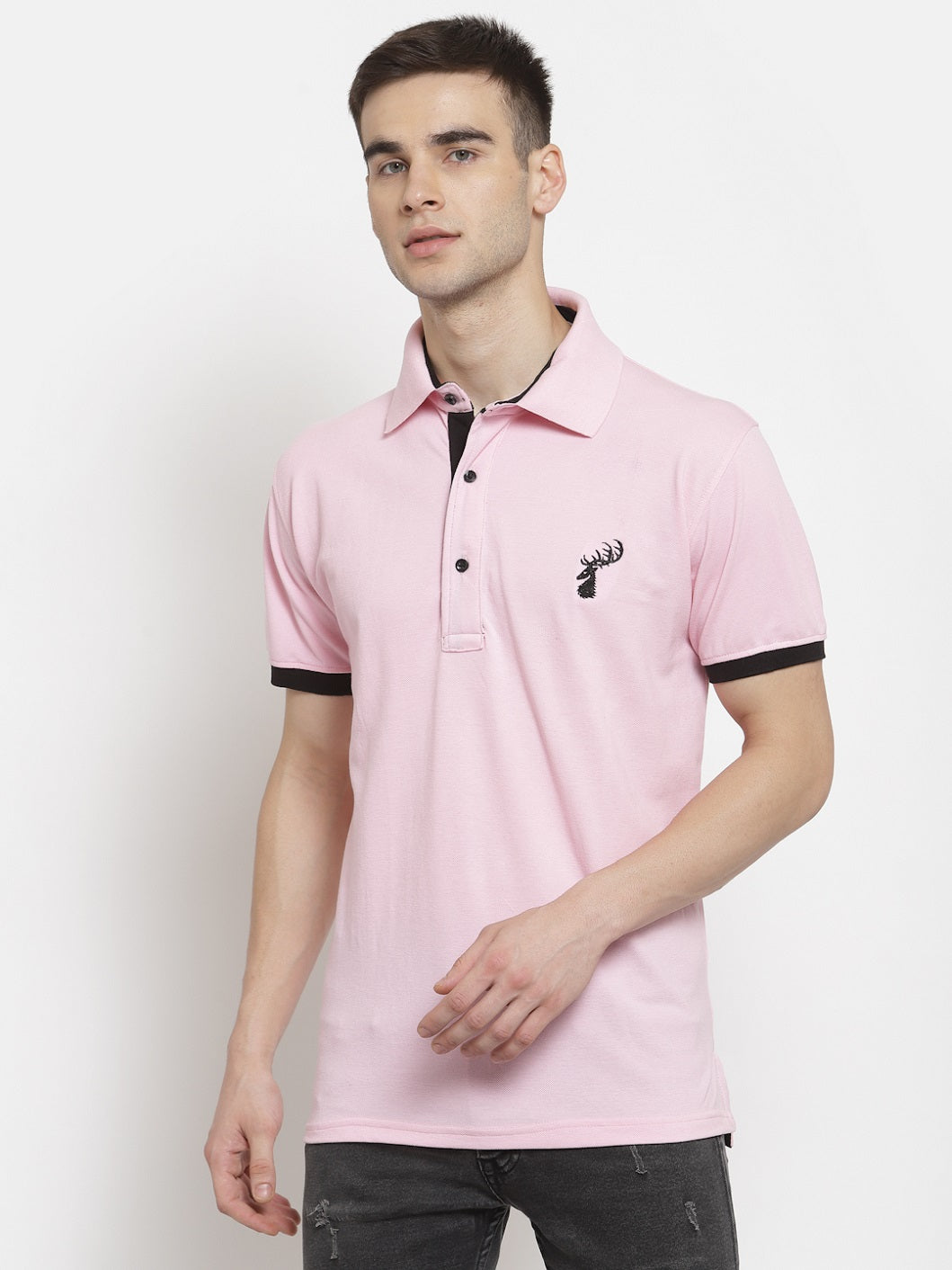 Men's Solid Cotton Regular Fit Polo T-Shirt