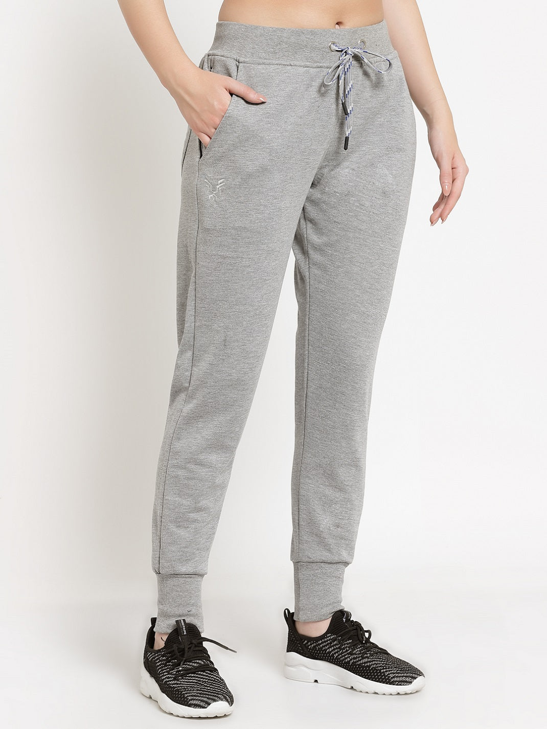 Women's Cotton Regular Fit Joggers Track Pants with Zippered Pocket