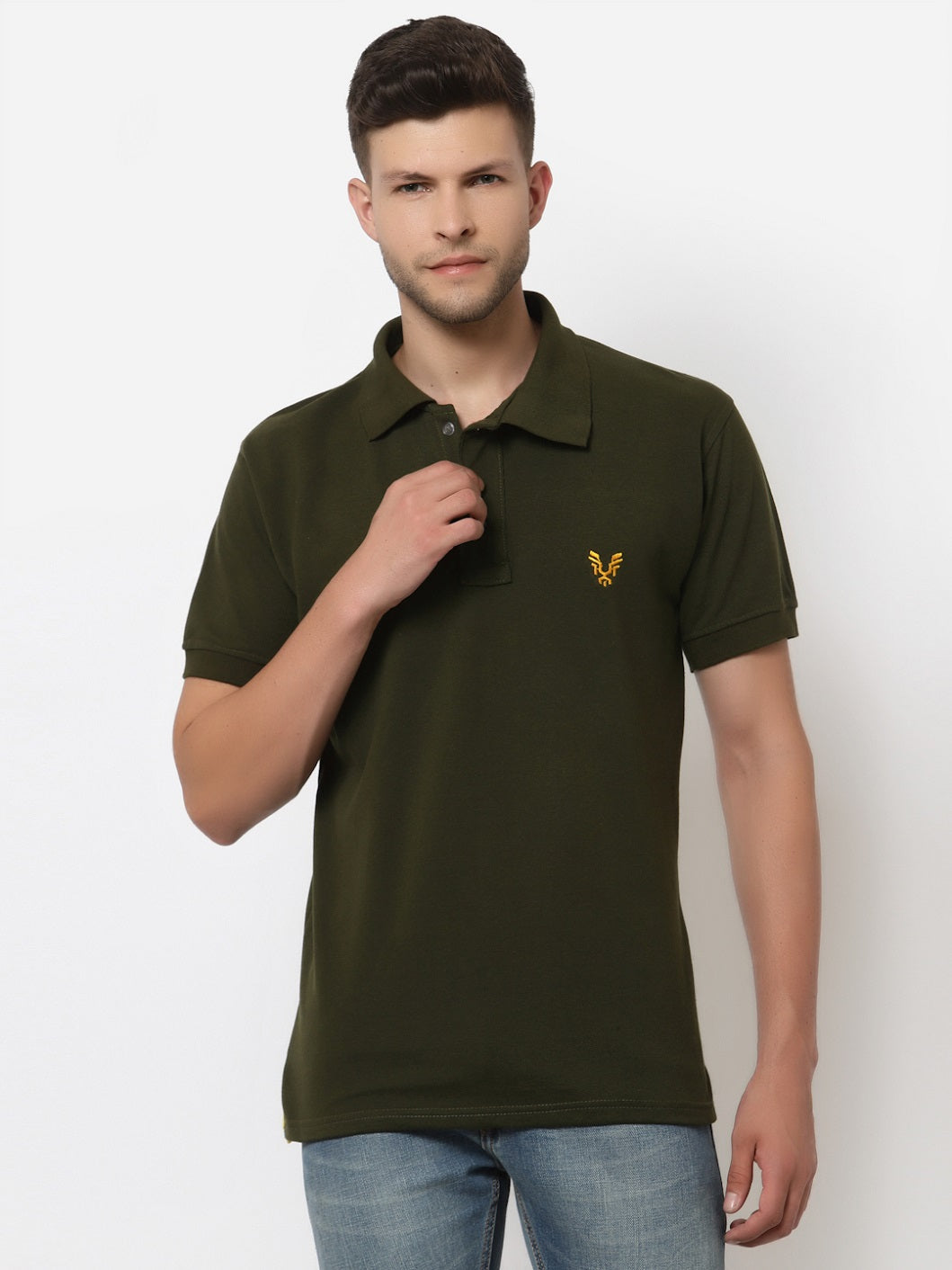 Men's Solid Cotton Regular Fit Polo T-Shirt