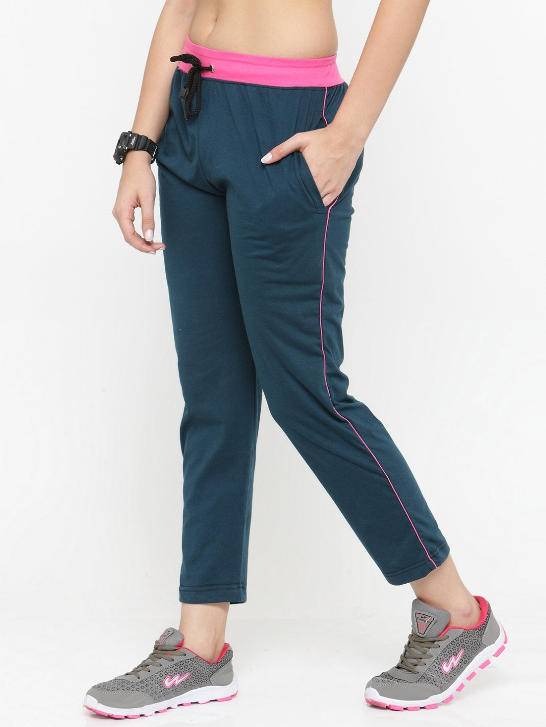 Uzarus Women's Cotton Track Pants With 2 Zippered Pockets