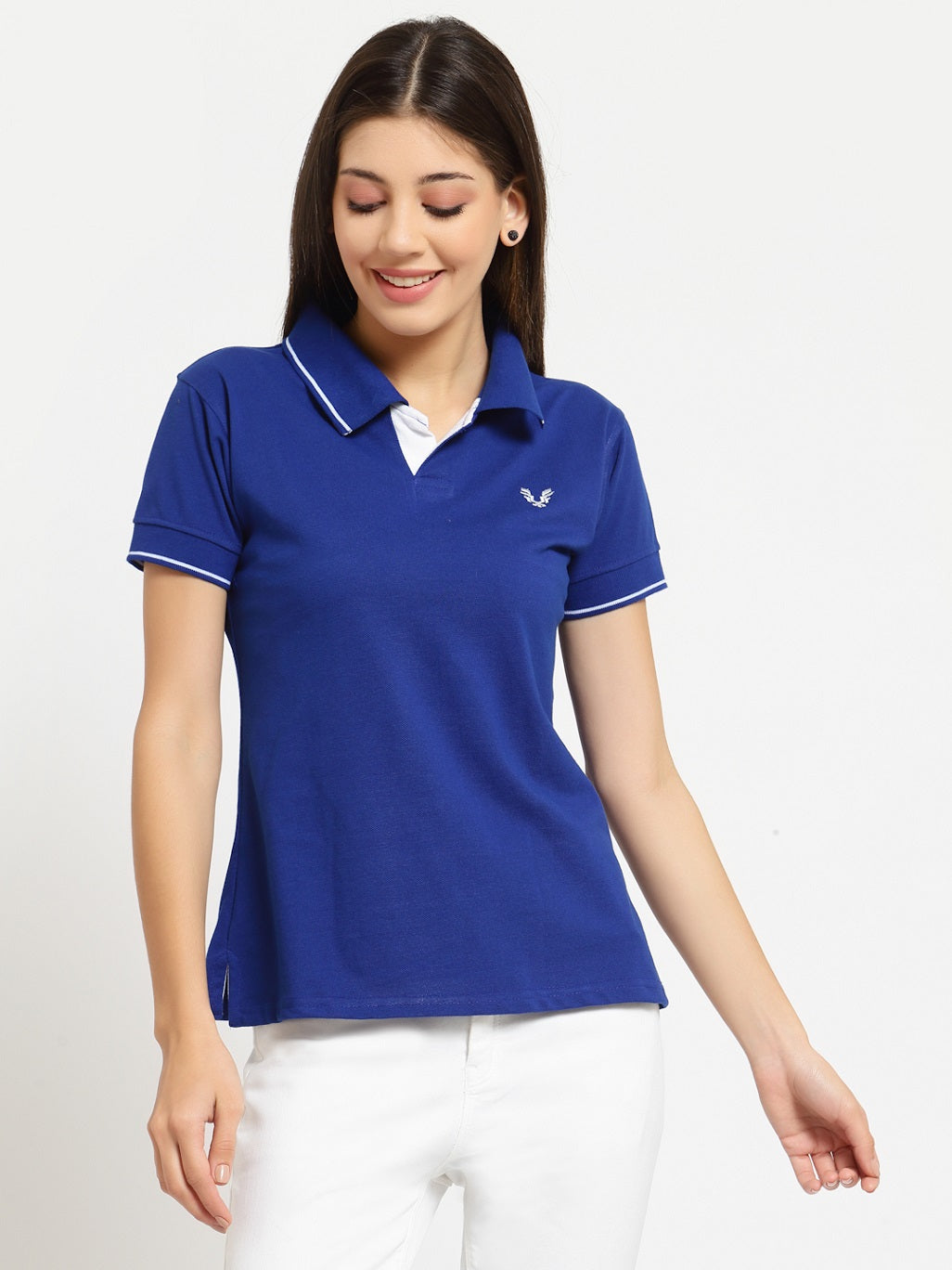 UZARUS Women's Cotton Polo Collar Neck T-Shirt Top