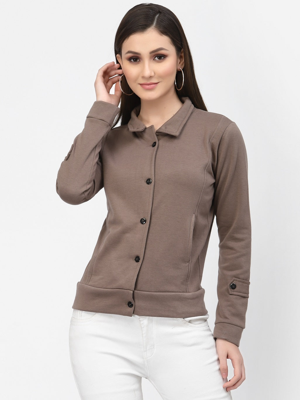 Women's Solid Cotton Tailored Full Sleeve Jacket