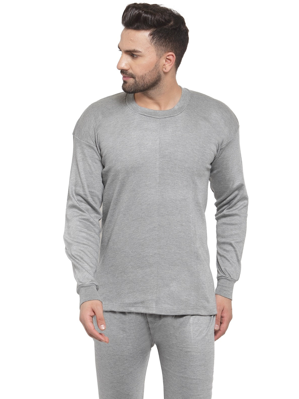 MEN'S SOLID ROUND NECK THERMAL TOP
