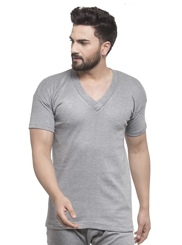 MEN'S HALF SLEEVES SOLID V NECK THERMAL TOP