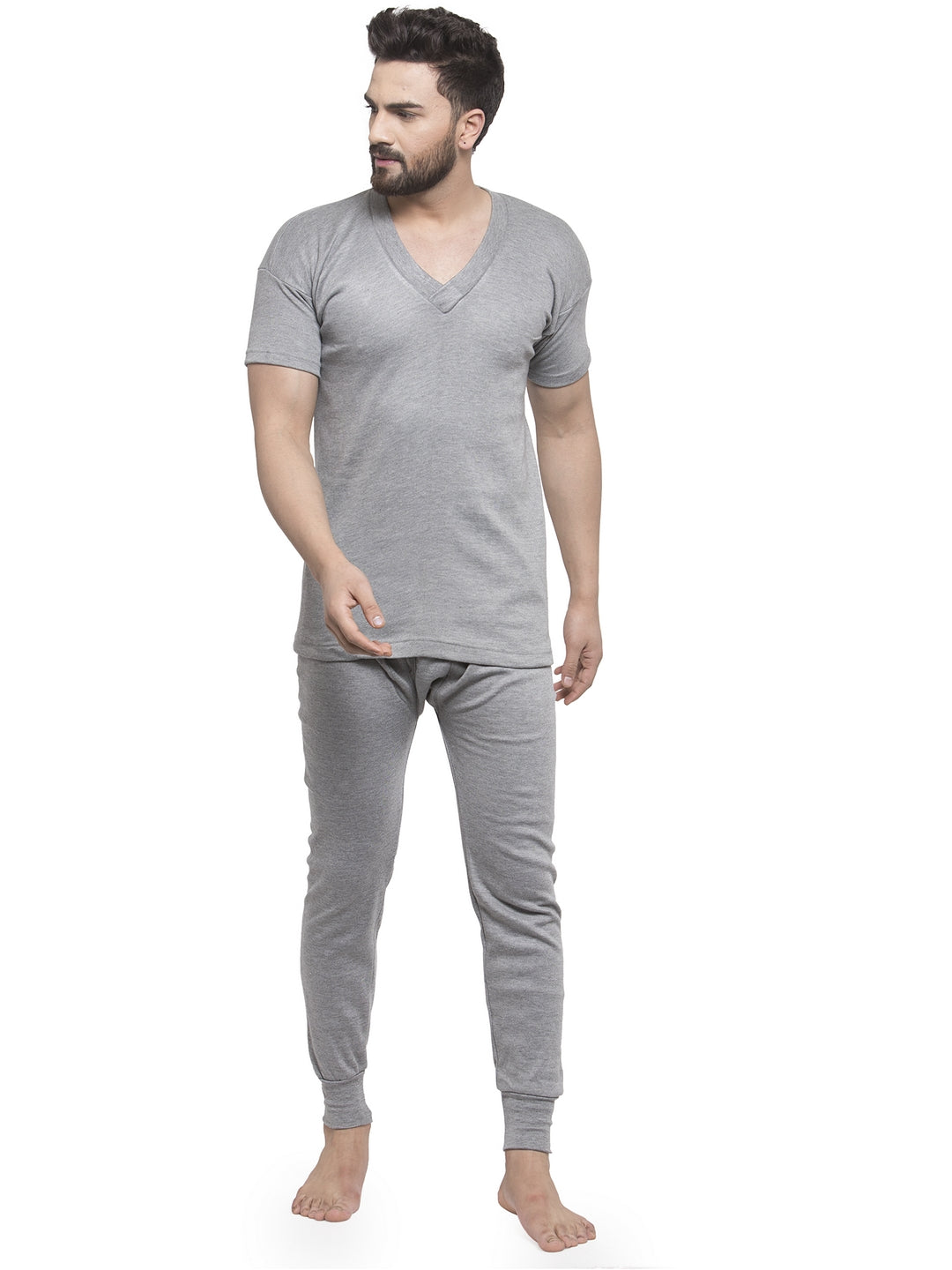 MEN'S HALF SLEEVES THERMAL SET ( V NECK VEST AND TROUSER)