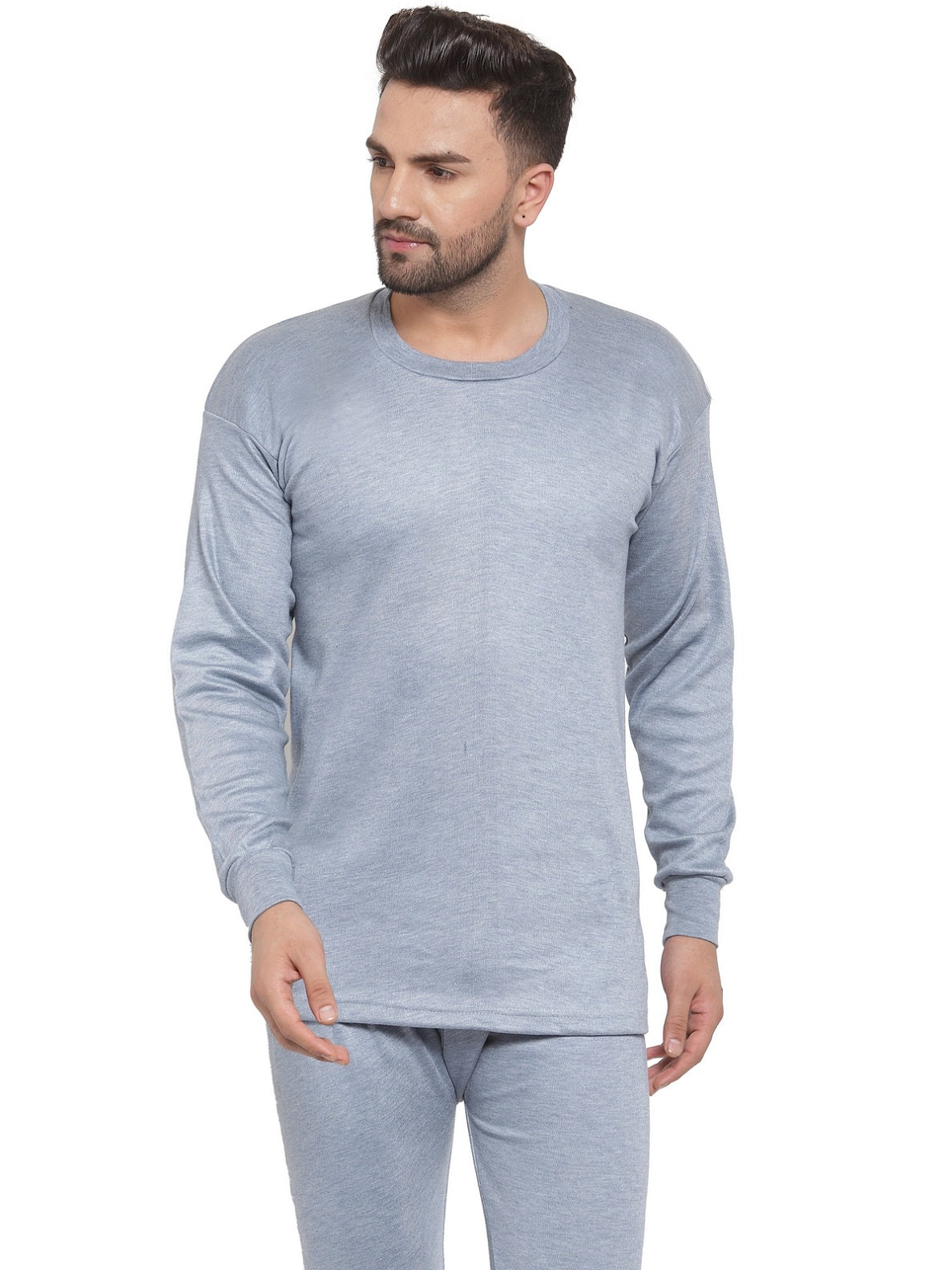 MEN'S SOLID ROUND NECK THERMAL TOP