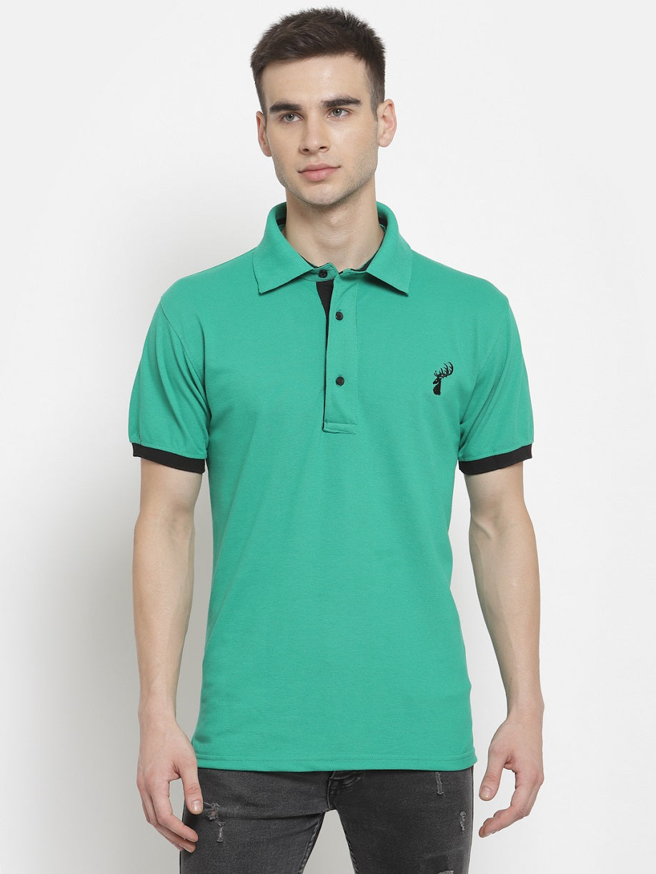 Men's Solid Cotton Regular Fit Polo T-Shirt
