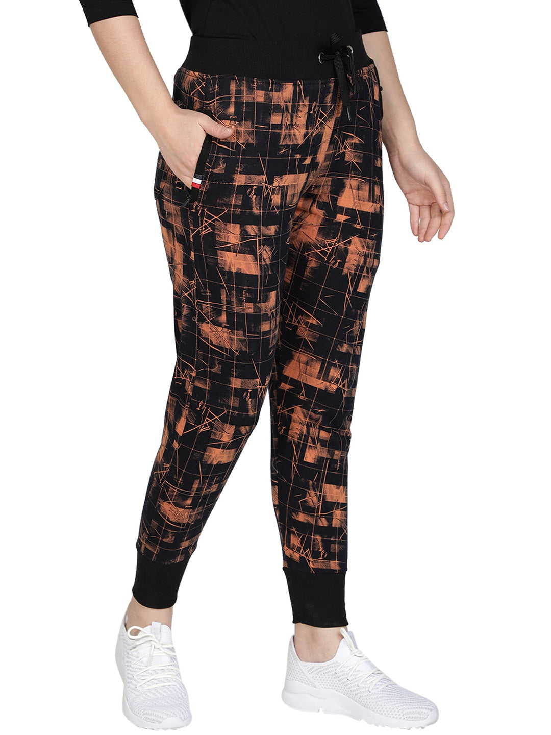 Women's Cotton Slim Fit Joggers Track Pants with 2 Zippered Pockets