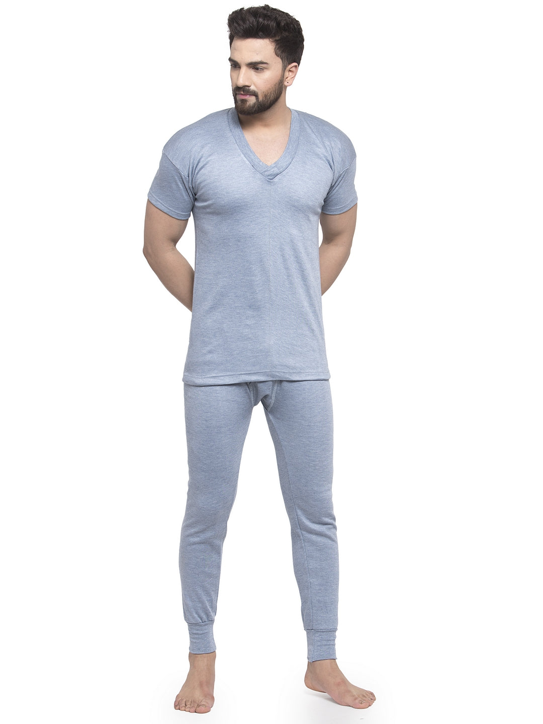 MEN'S HALF SLEEVES THERMAL SET ( V NECK VEST AND TROUSER)