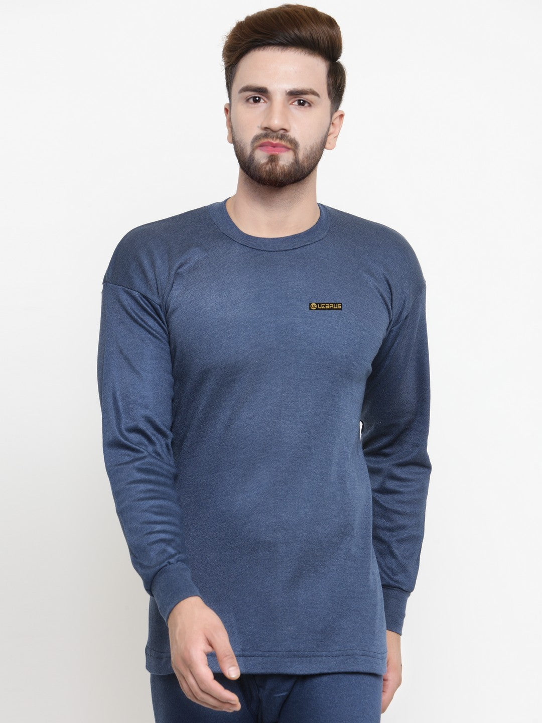 MEN'S SOLID ROUND NECK THERMAL TOP