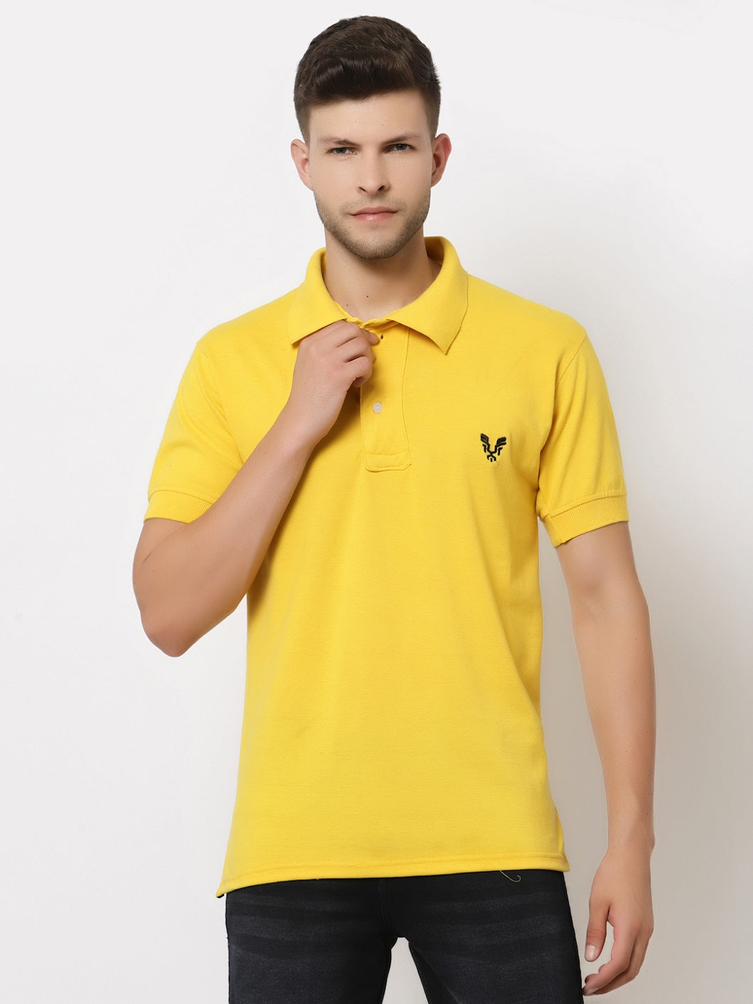 Men's Solid Cotton Regular Fit Polo T-Shirt