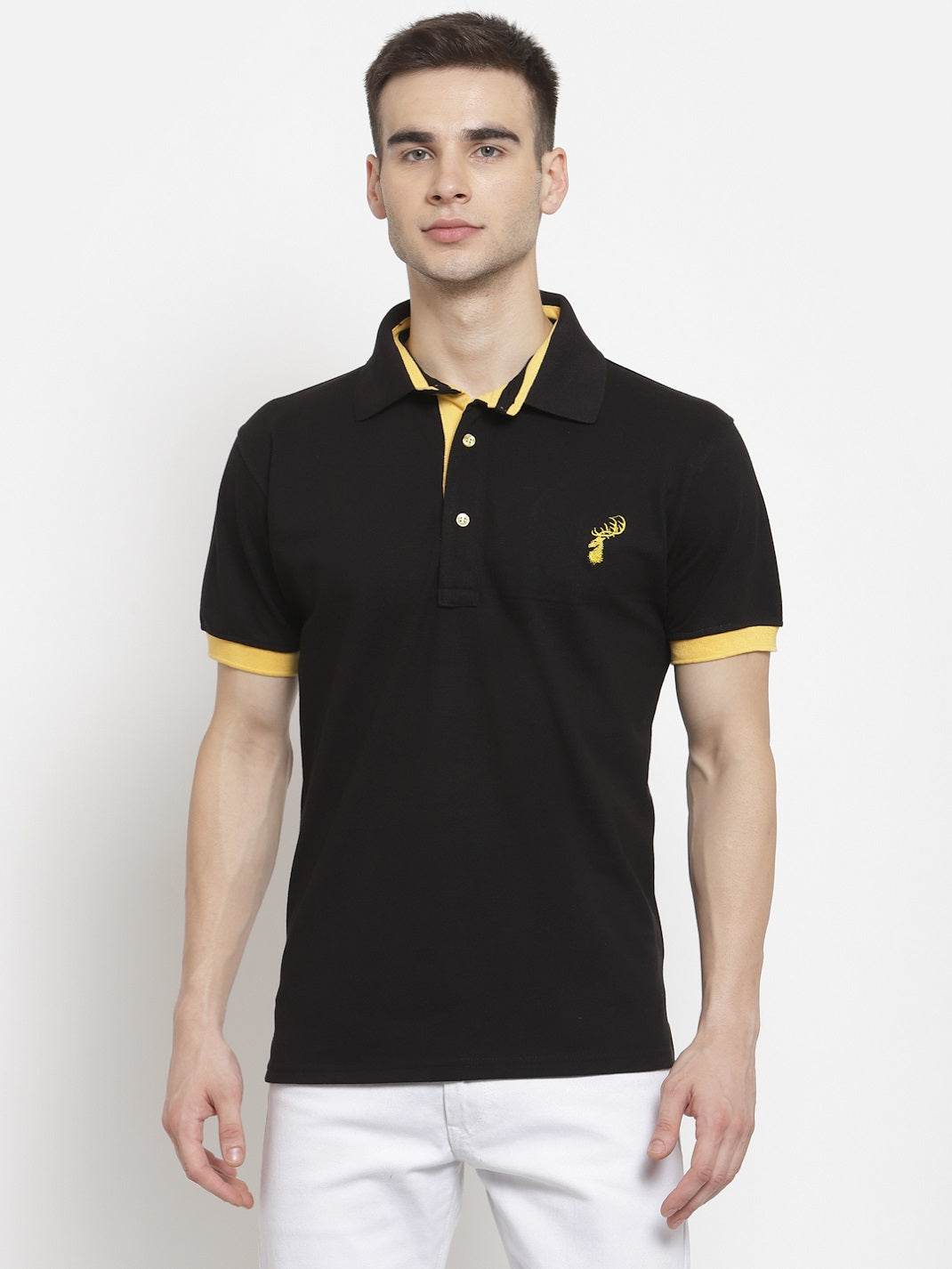 Men's Solid Cotton Regular Fit Polo T-Shirt