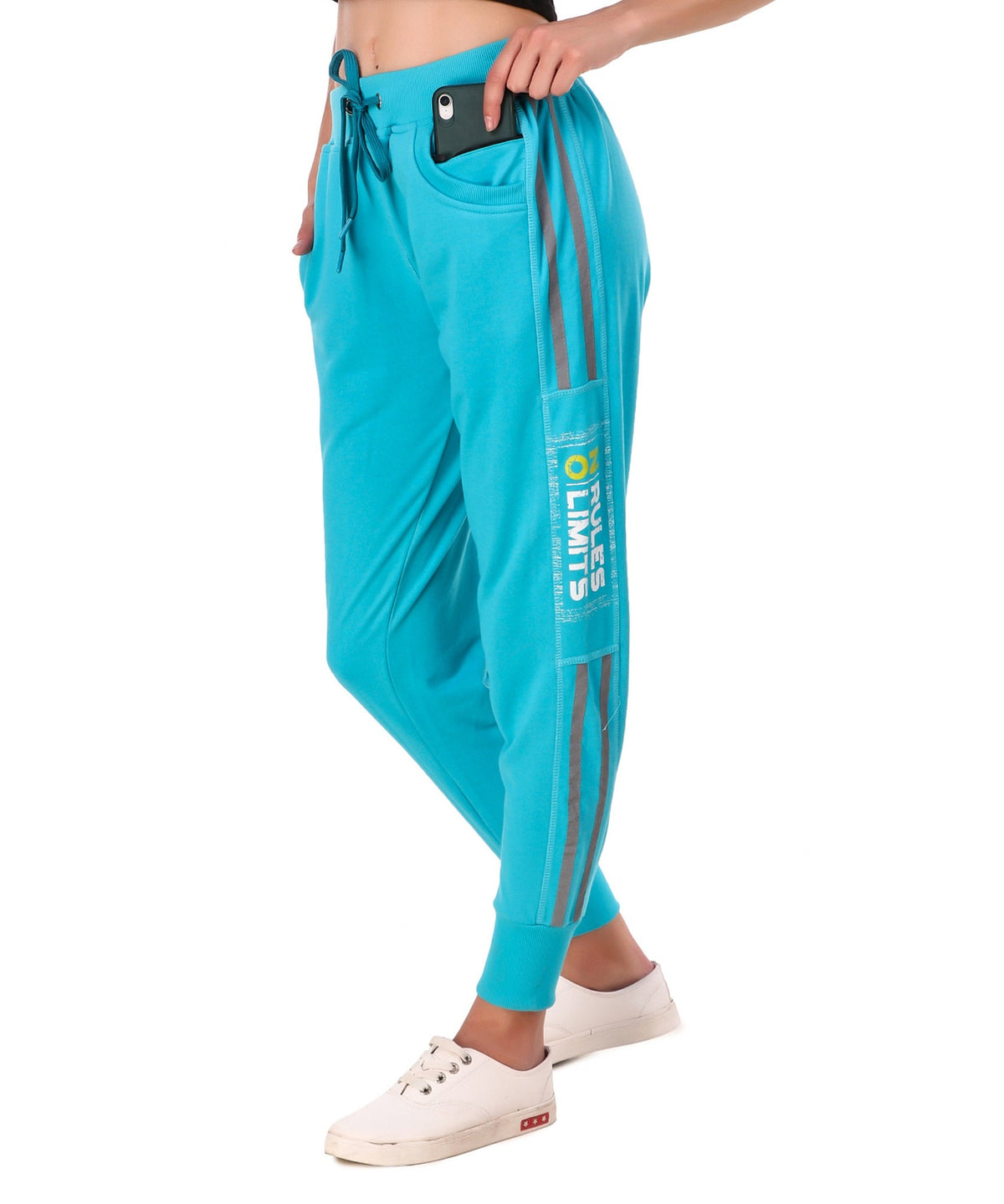 Women's Cotton Slim Fit Joggers Track Pants with 2 Zippered Pockets