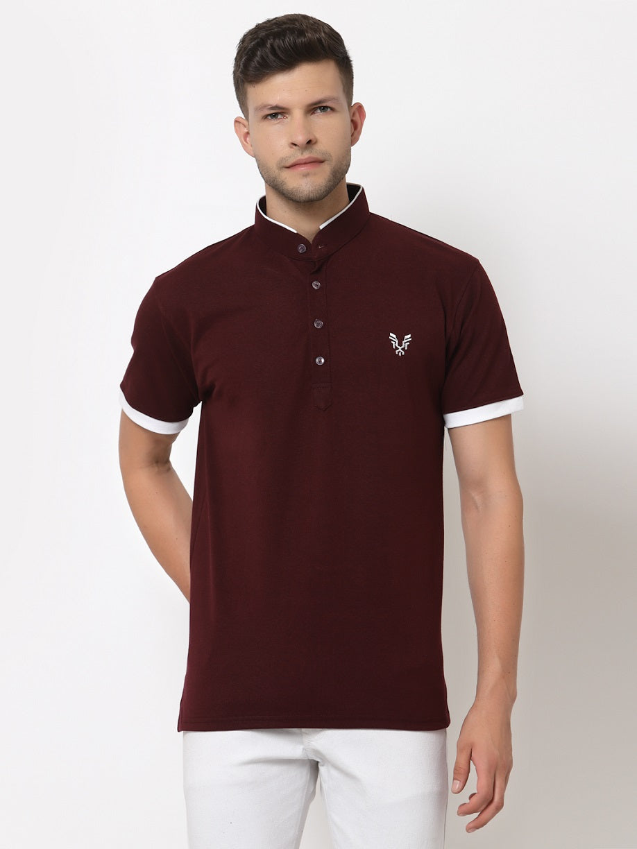 Men's 4 Button Solid Cotton Regular Fit Polo T-Shirt
