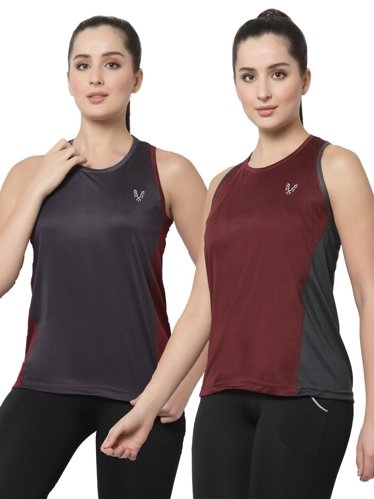 UZARUS Women's Dry Fit Workout Tank Top Sports Gym T-Shirt (Pack Of 2)