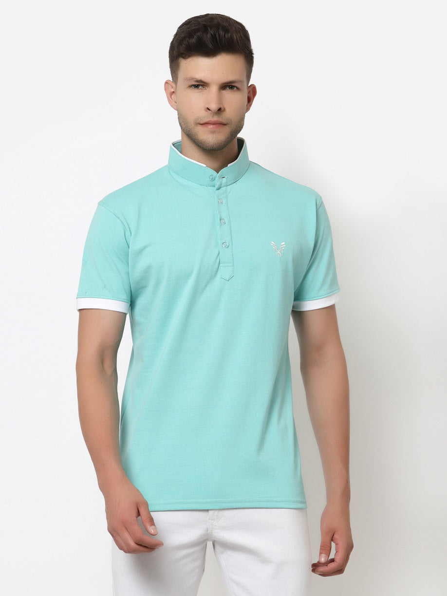 Men's 4 Button Solid Cotton Regular Fit Polo T-Shirt