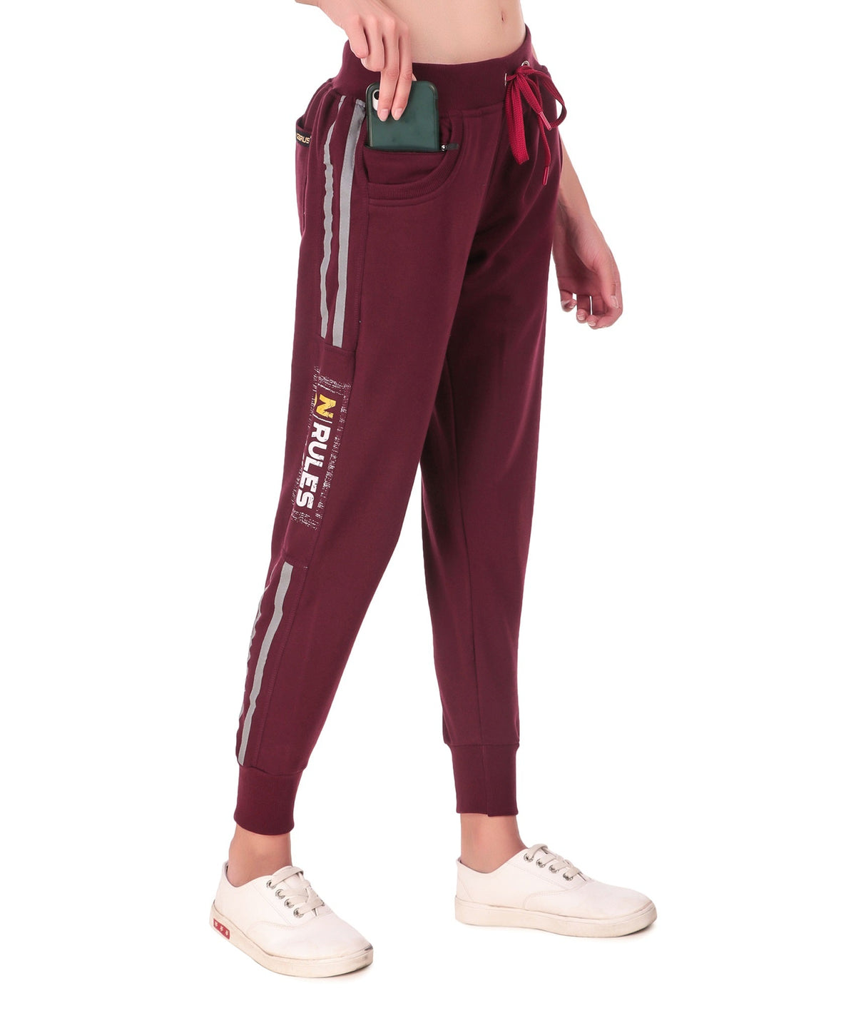 Women's Cotton Slim Fit Joggers Track Pants with 2 Zippered Pockets