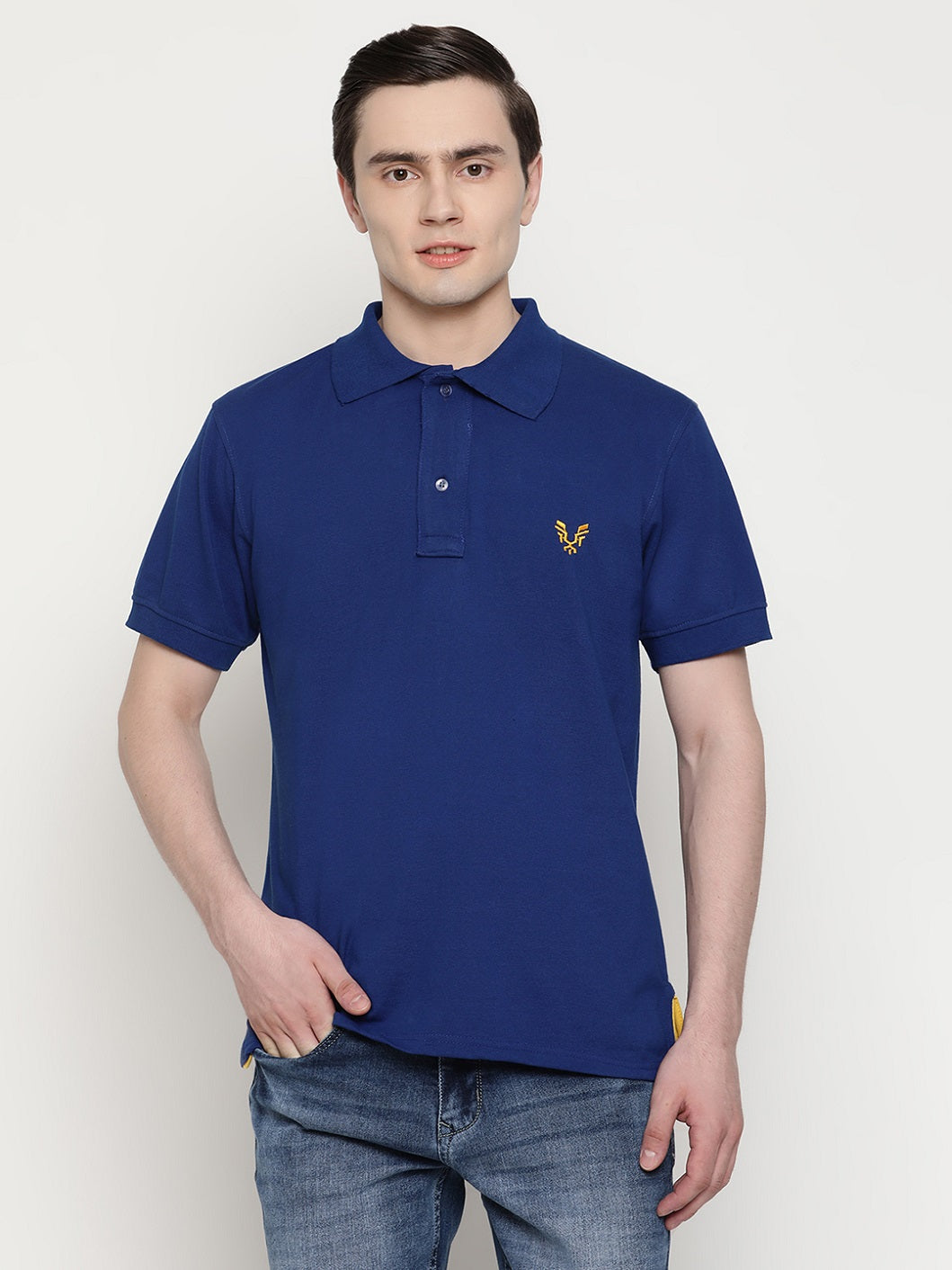 Men's Solid Cotton Regular Fit Polo T-Shirt